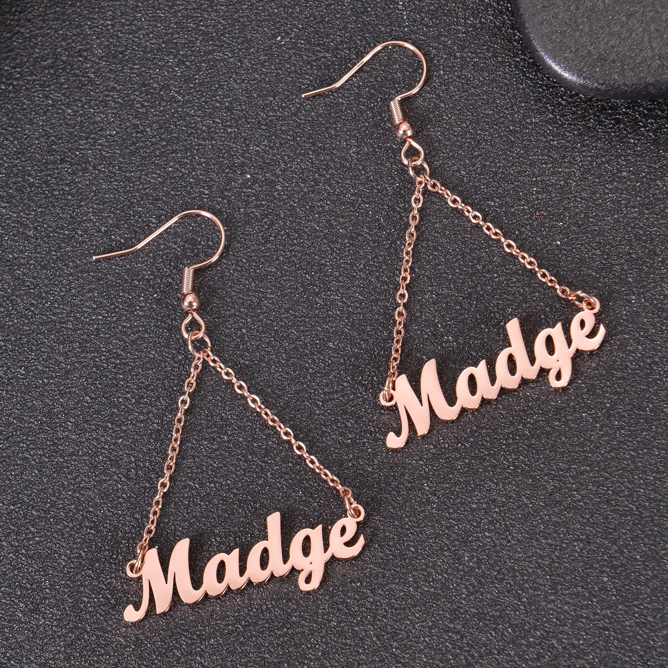 Personalized Name Dangle Earrings - Image 5