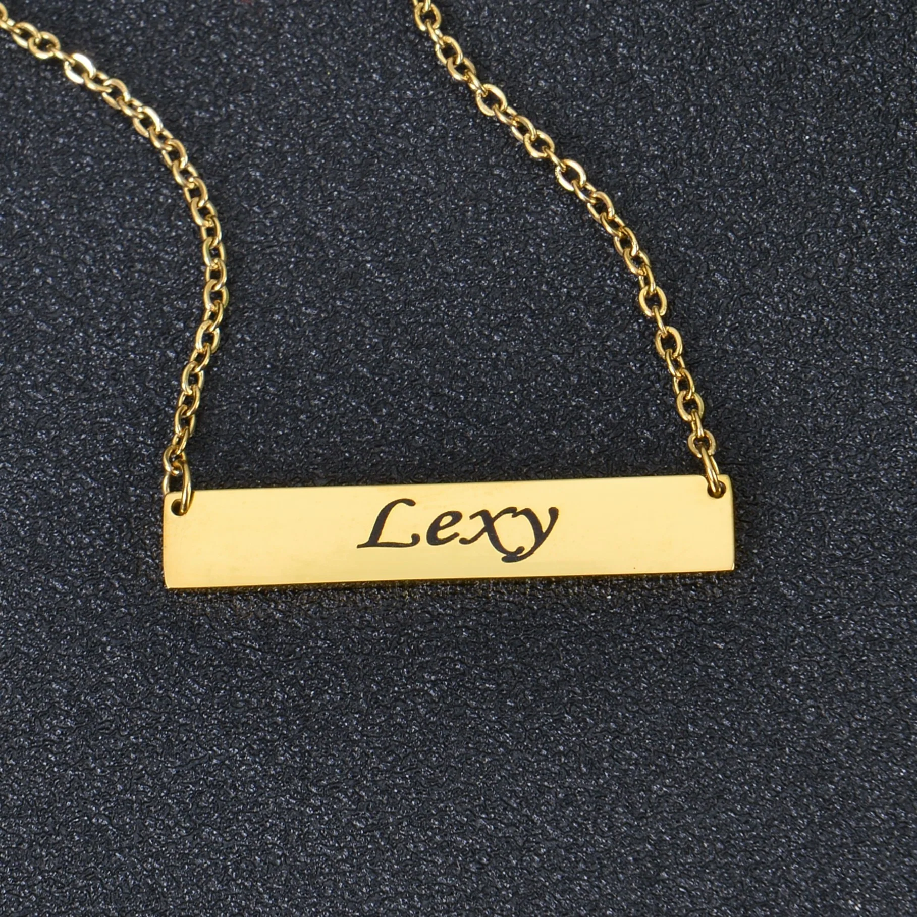 Personalized Name Engraved Bar Necklace - Image 2