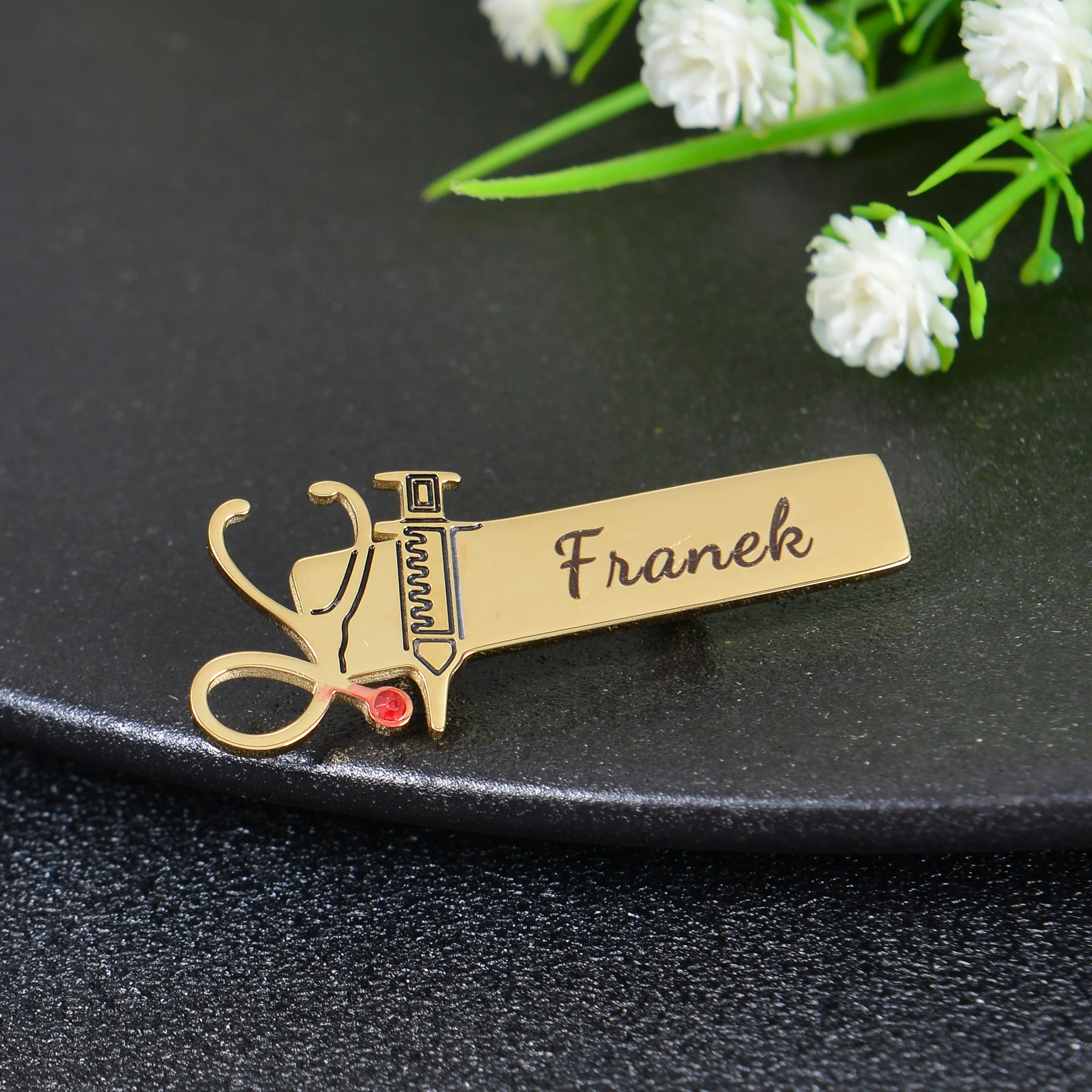 Personalized Nurse Syringe & Stethoscope Brooch - Image 4