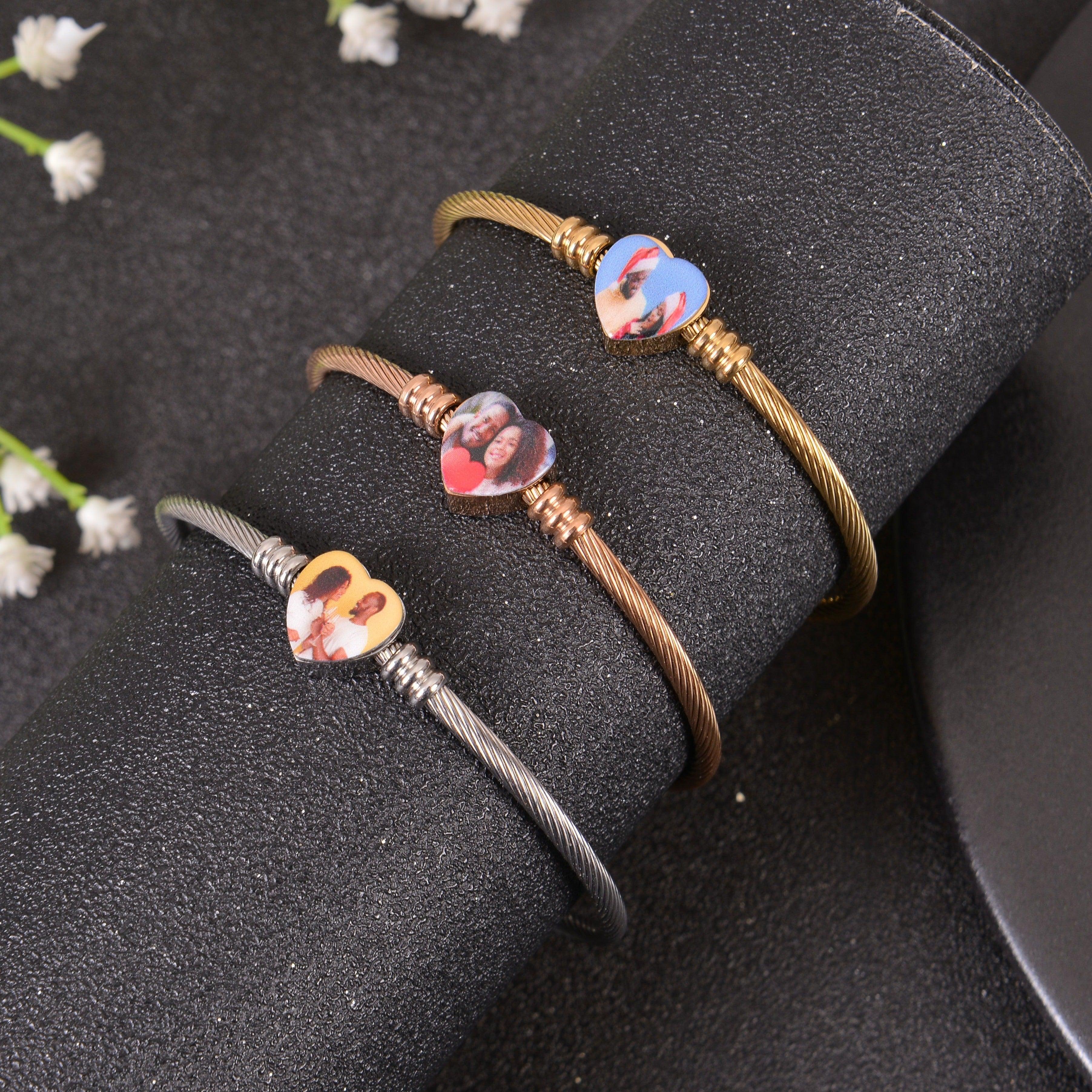 Personalized Heart Photo Bracelets For Women - Image 10