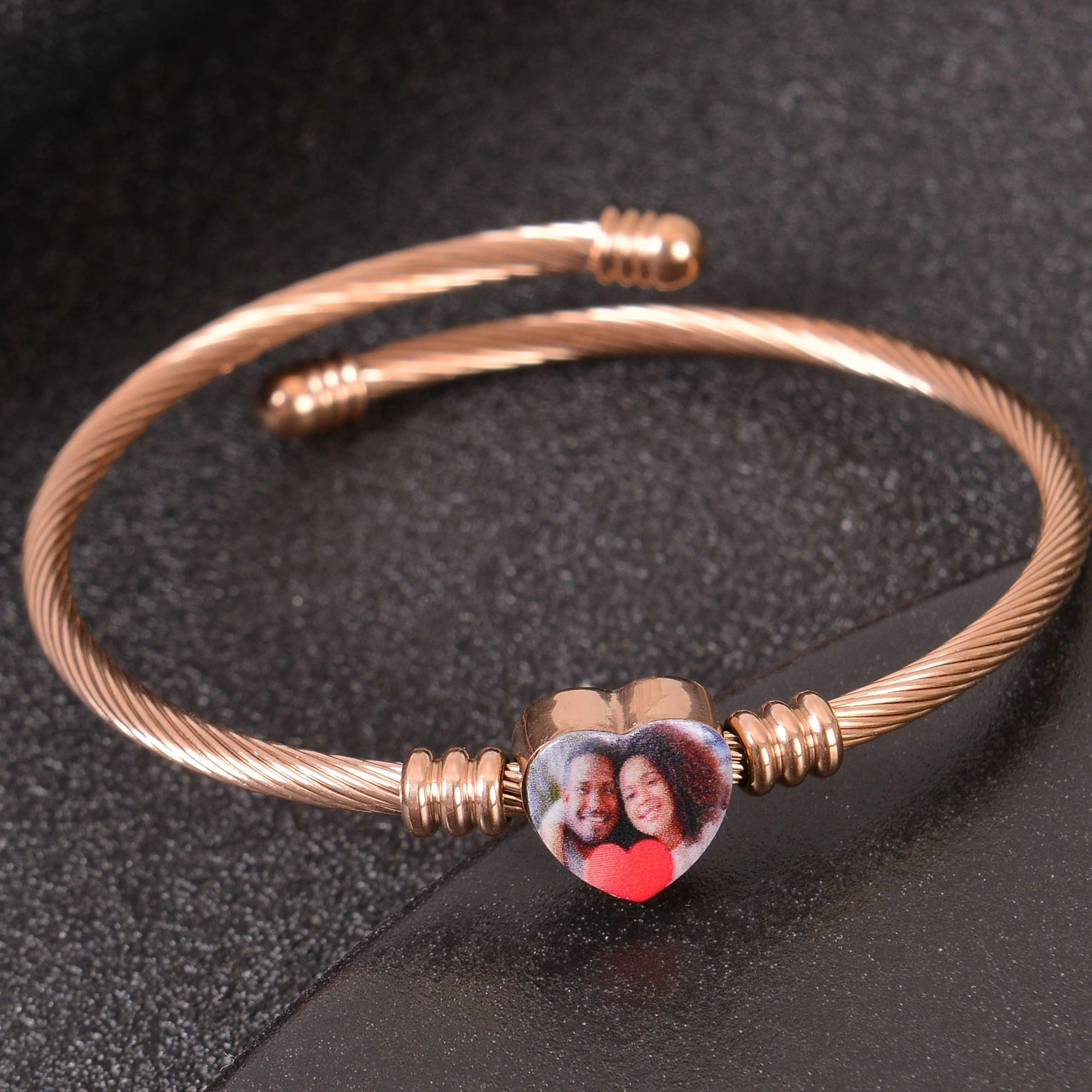 Personalized Heart Photo Bracelets For Women - Image 7