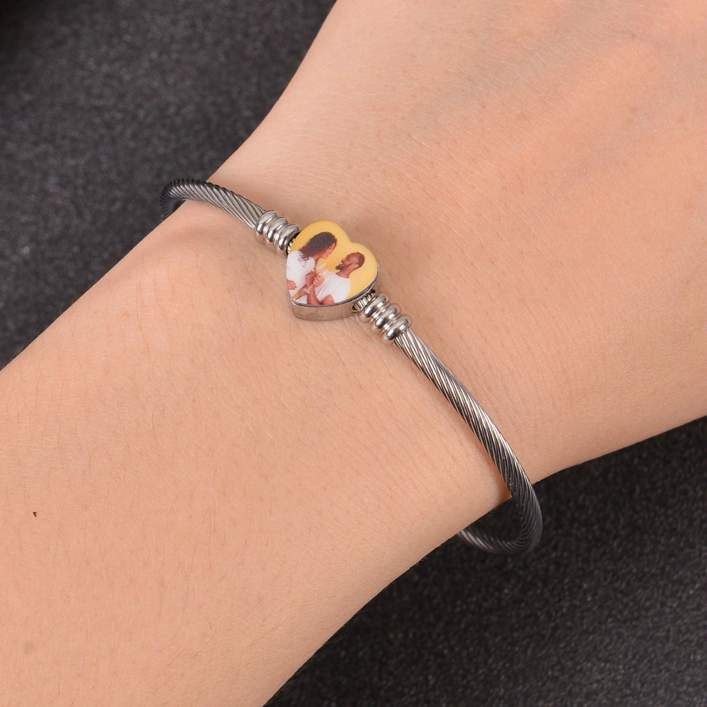 Personalized Heart Photo Bracelets For Women - Image 9