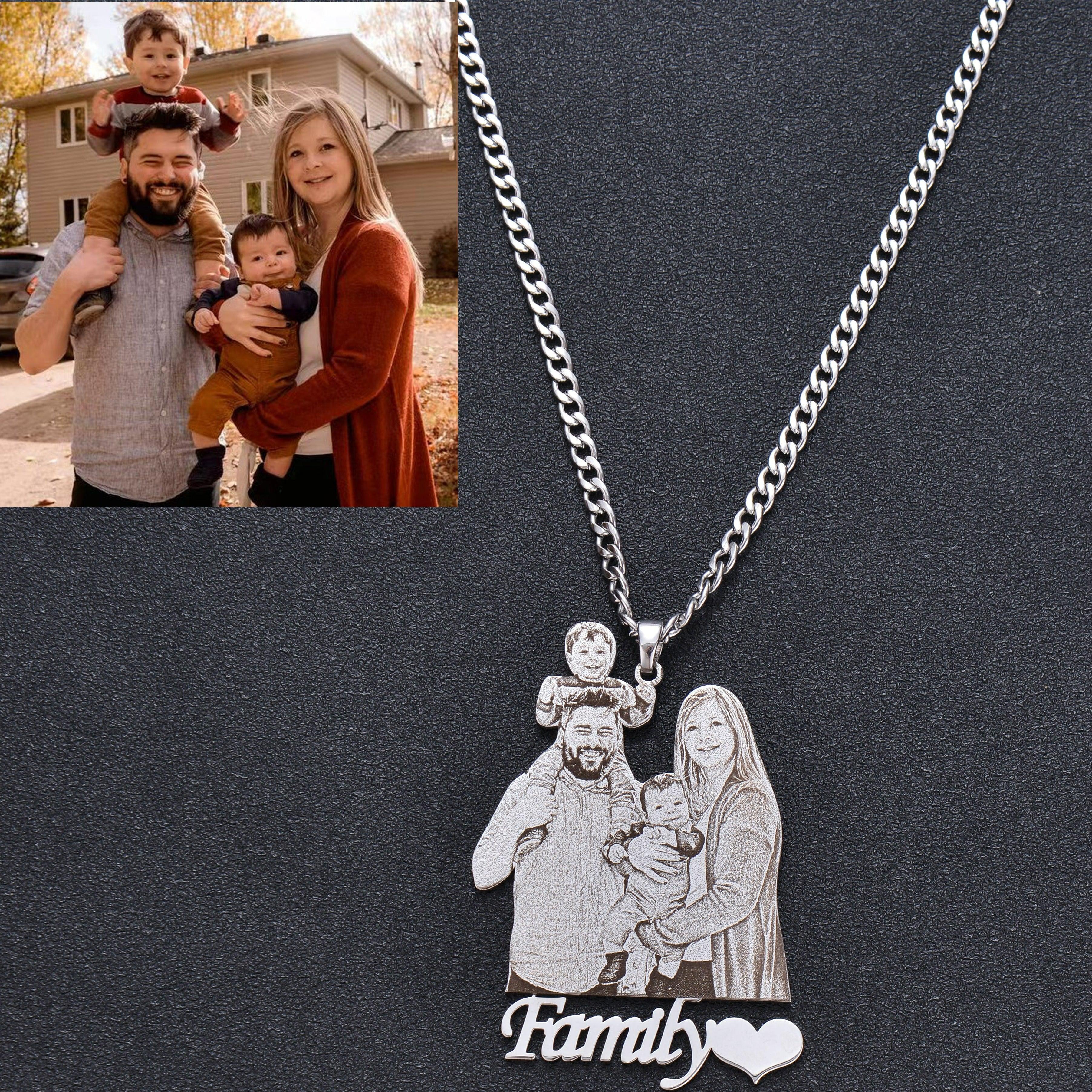 Custom Photo Engraved Pendant Necklace - Image 9