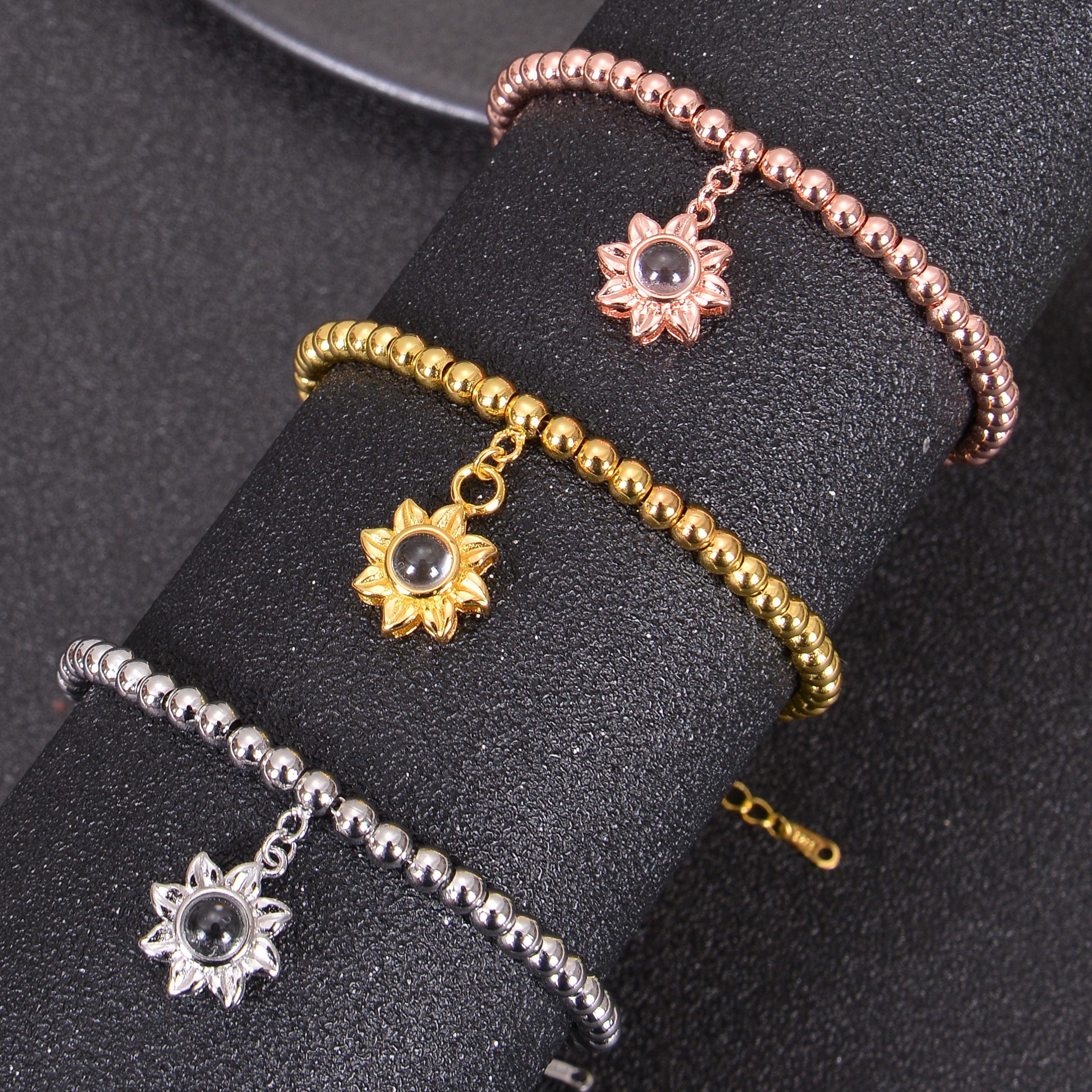 Personalized Photo Projection Sunflower Bracelet - Image 5