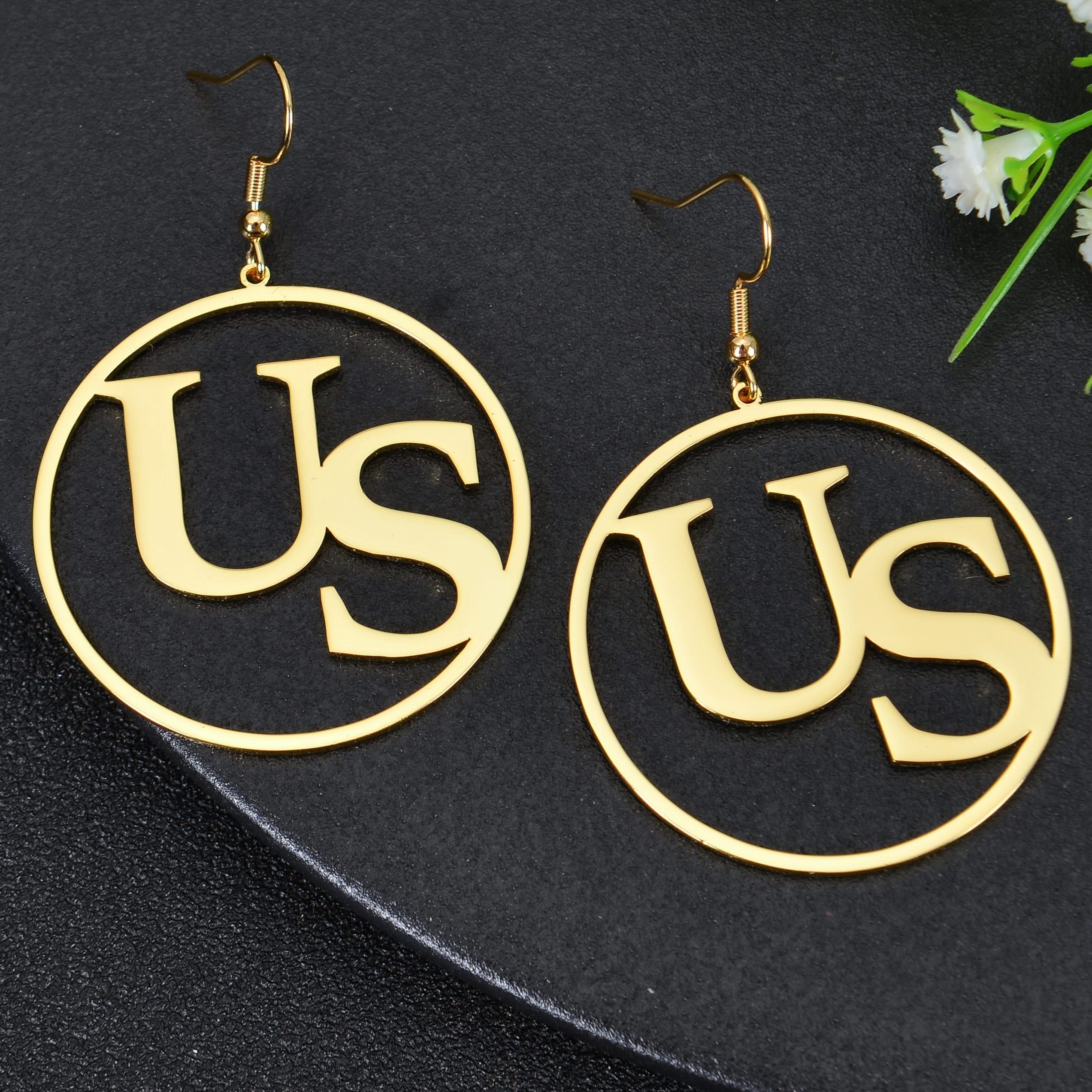 Personalized Round Two Initial Hoop Earrings - Image 4