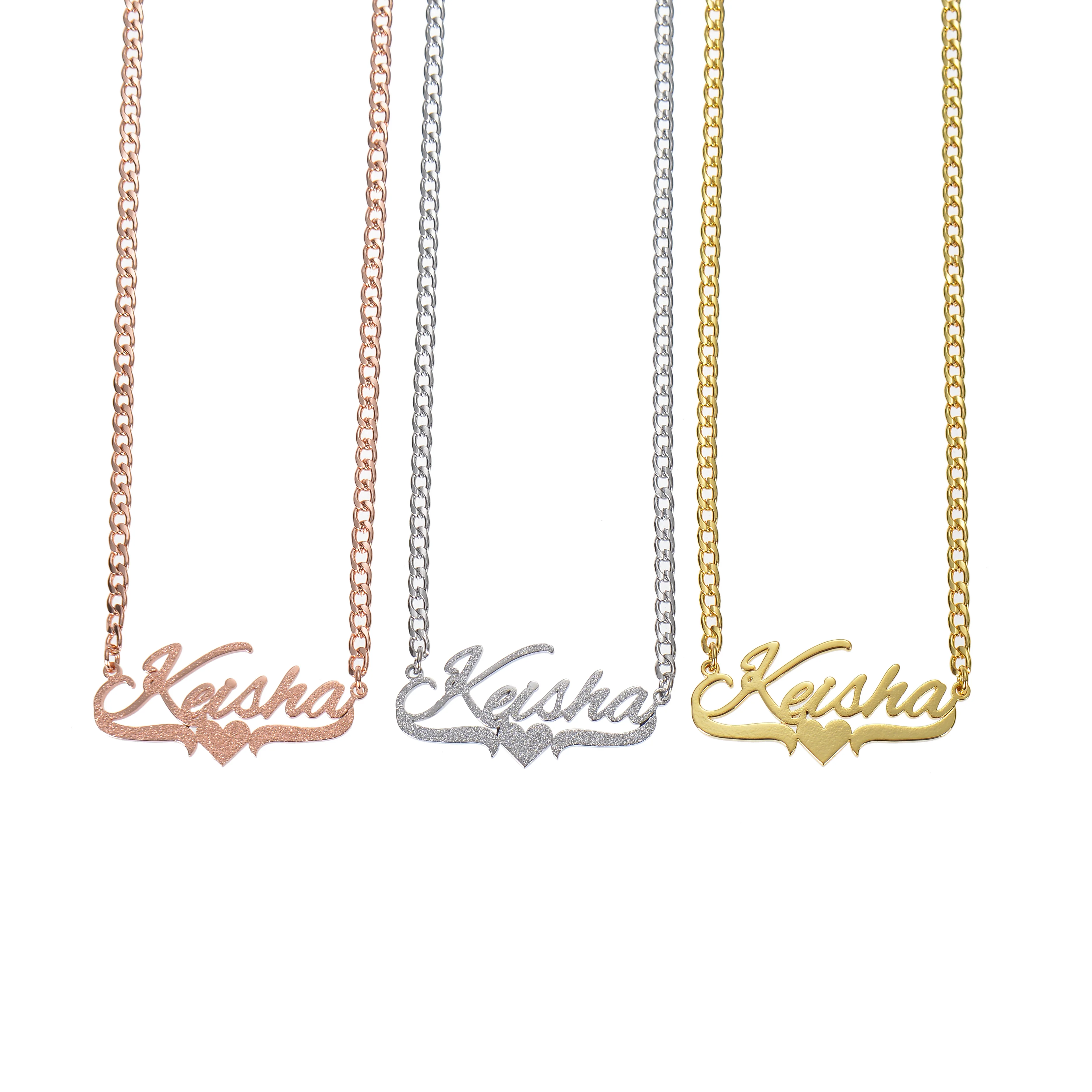 Personalized Sparkle Name Necklace with Heart Underline