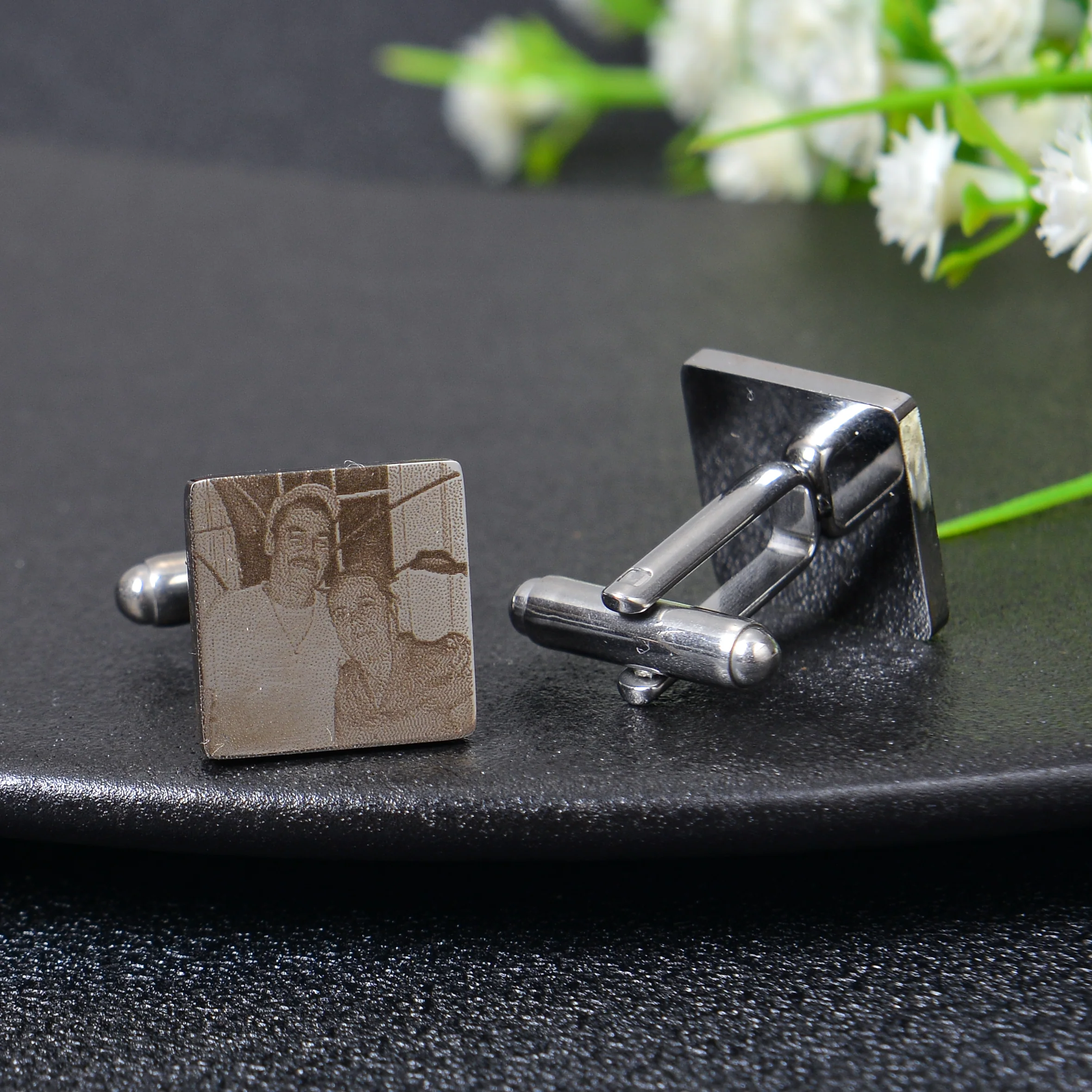 Personalized Square Cufflinks with Picture Engraving - Image 3