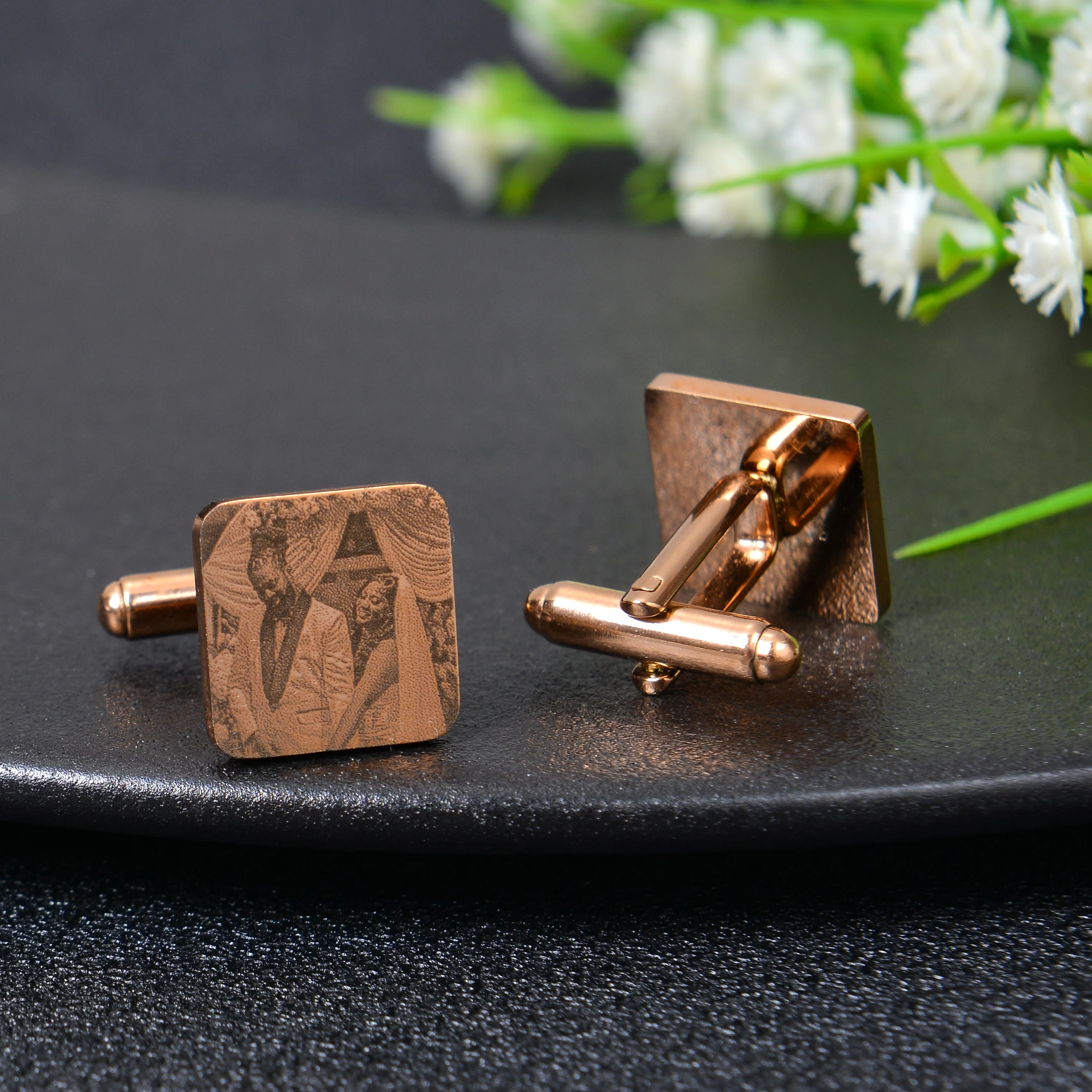 Personalized Square Cufflinks with Picture Engraving - Image 4