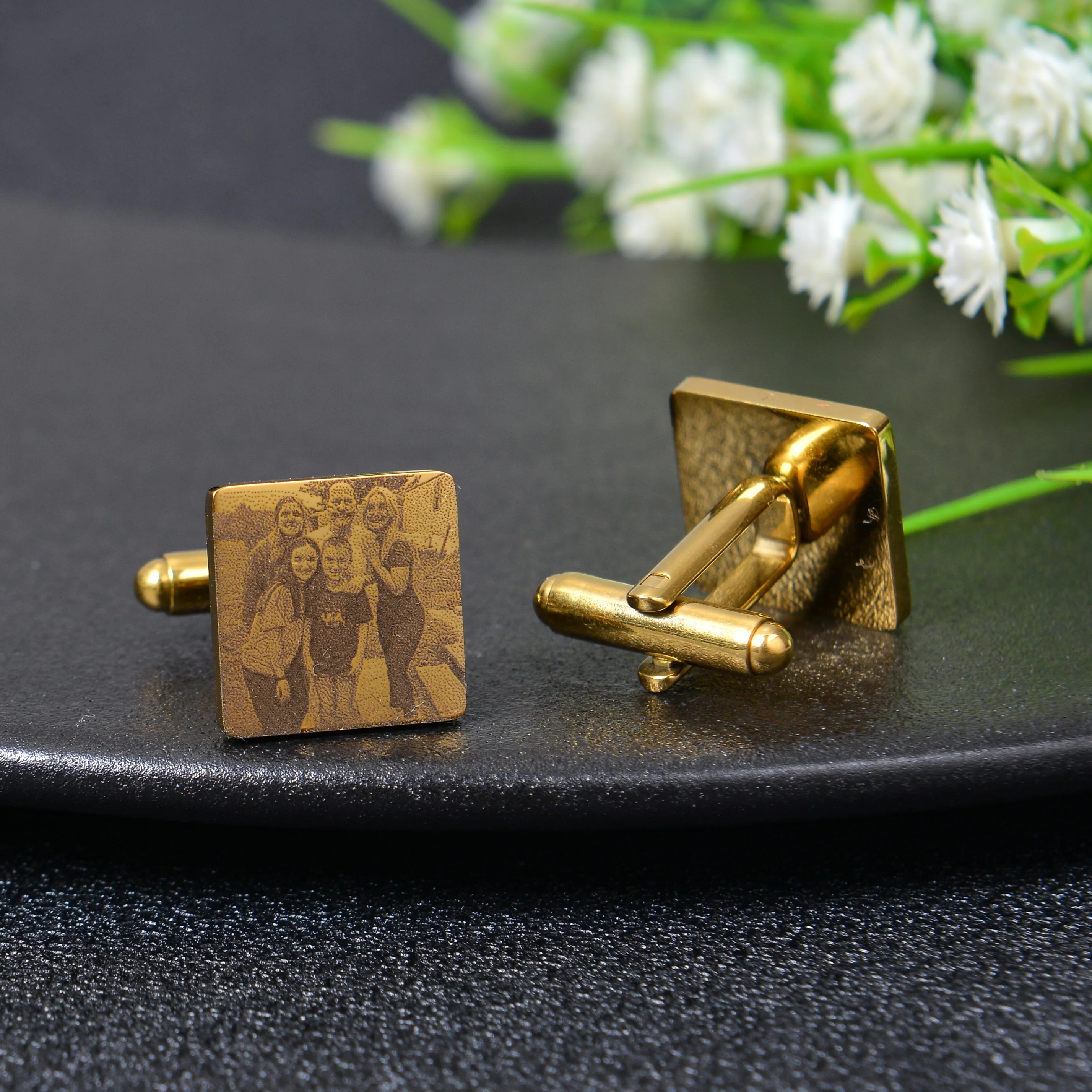 Personalized Square Cufflinks with Picture Engraving - Image 5
