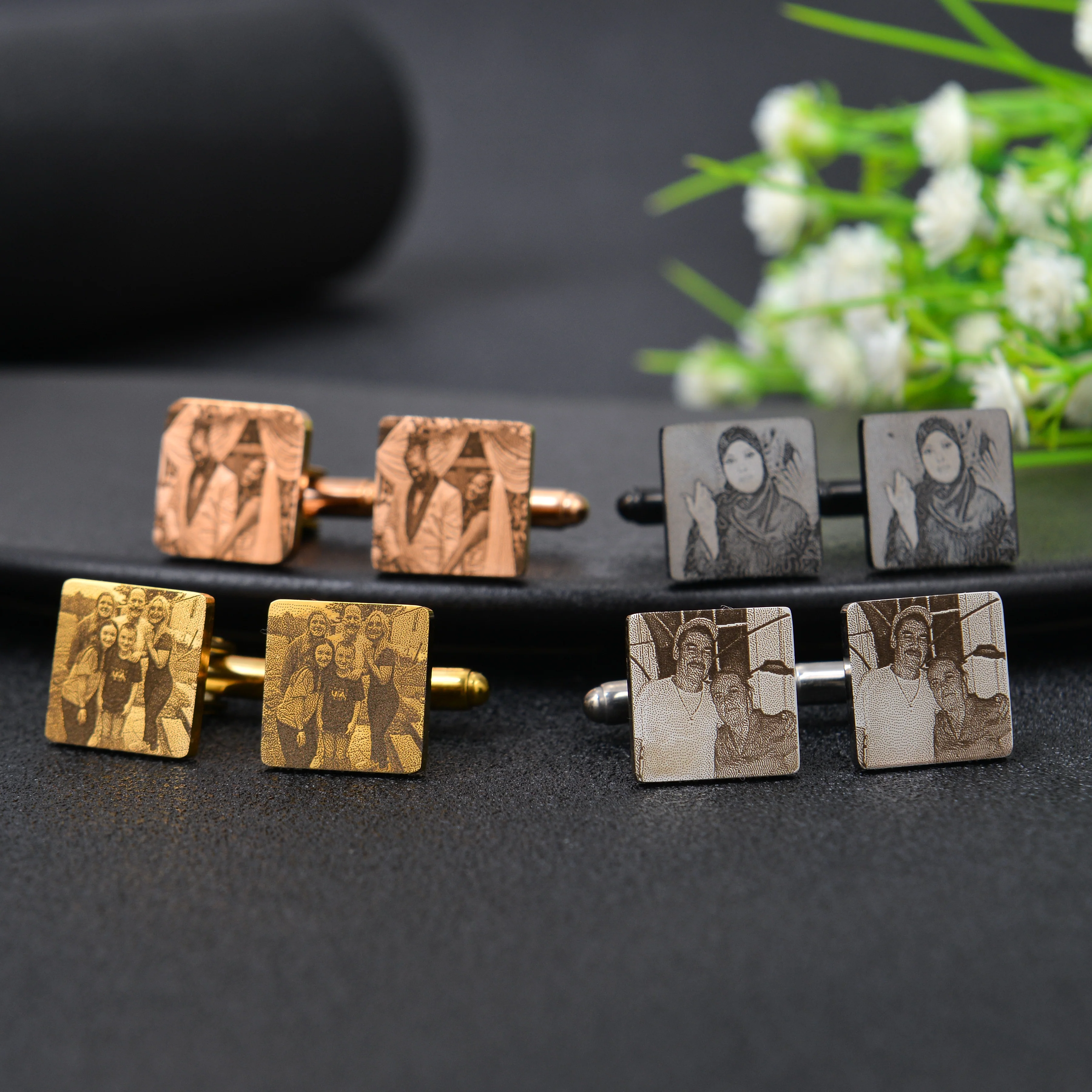 Personalized Square Cufflinks with Picture Engraving - Image 7