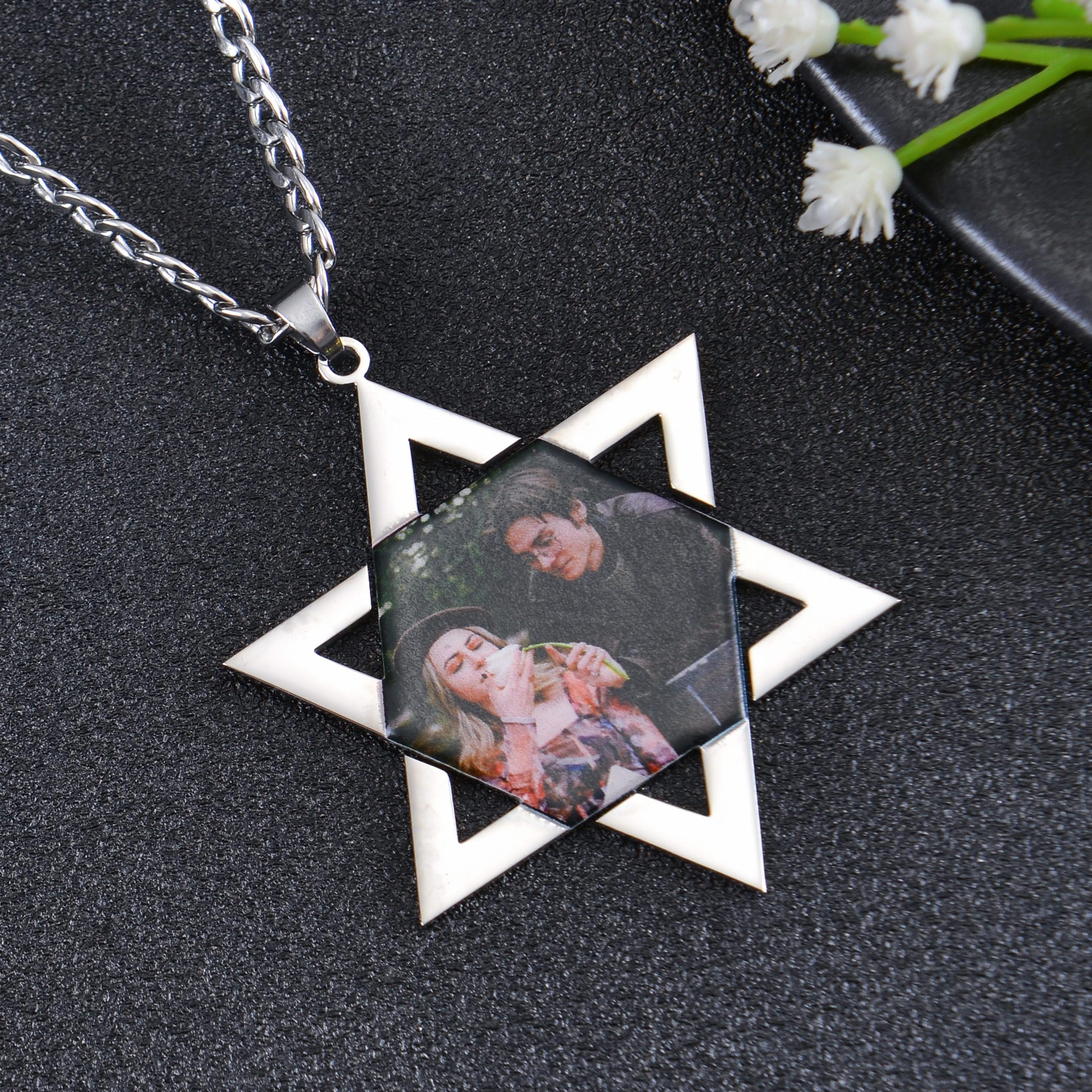 Personalized Star Shaped Pendant Necklace with Colorful Photo - Image 2