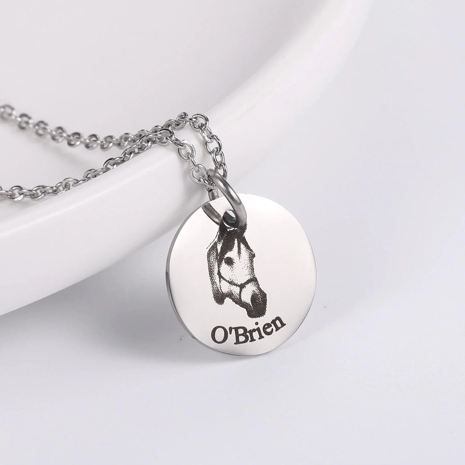 Custom Photo Engraved Pet Necklace Circle - Image 11