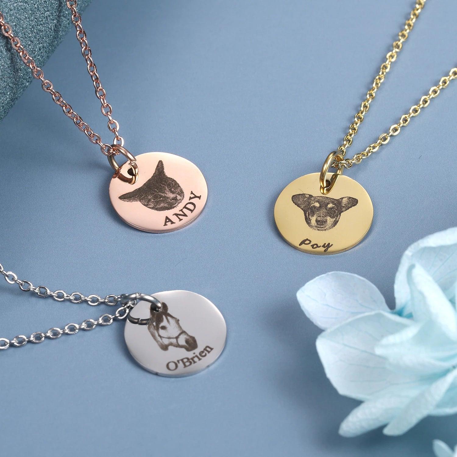 Custom Photo Engraved Pet Necklace Circle - Image 12