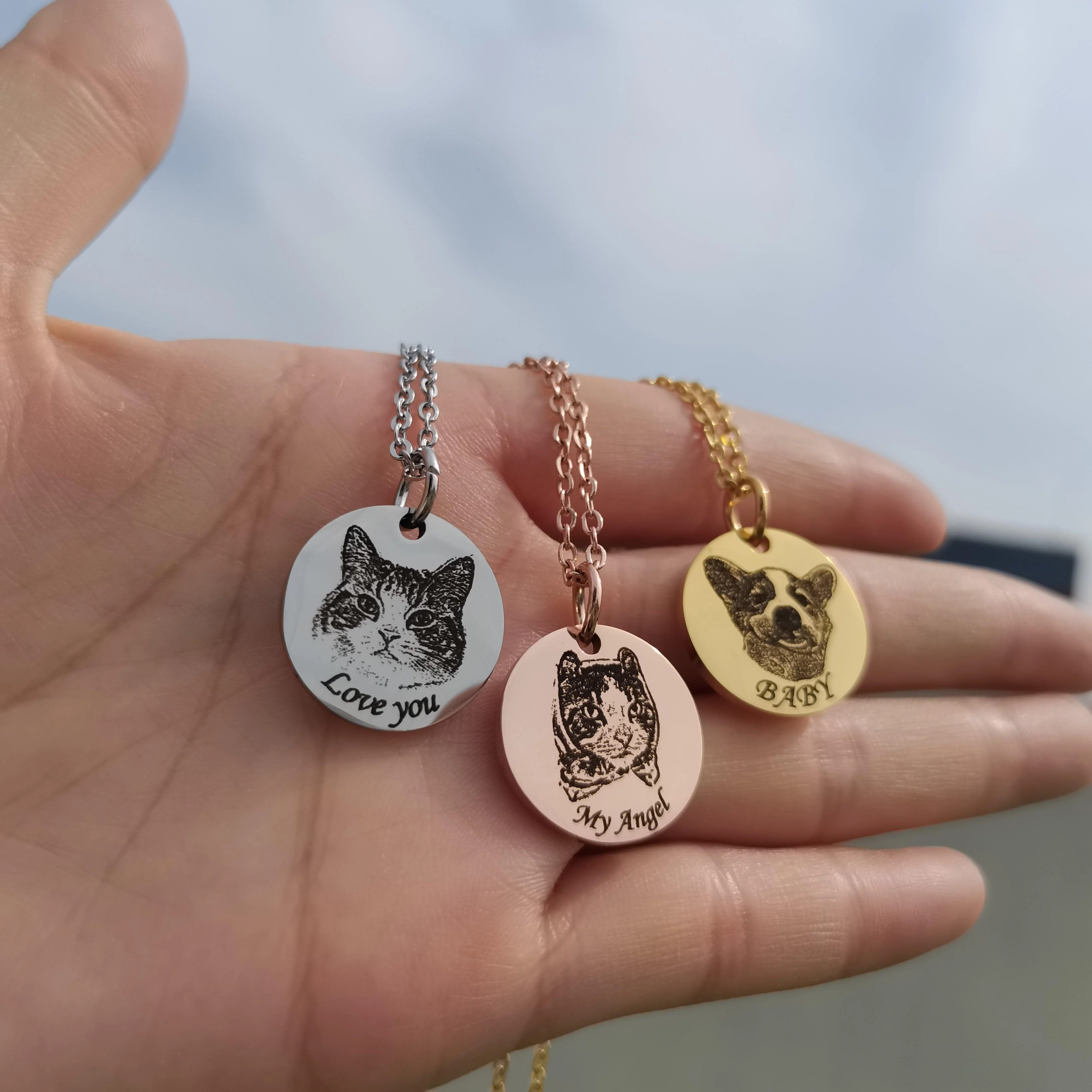 Custom Photo Engraved Pet Necklace Circle - Image 13
