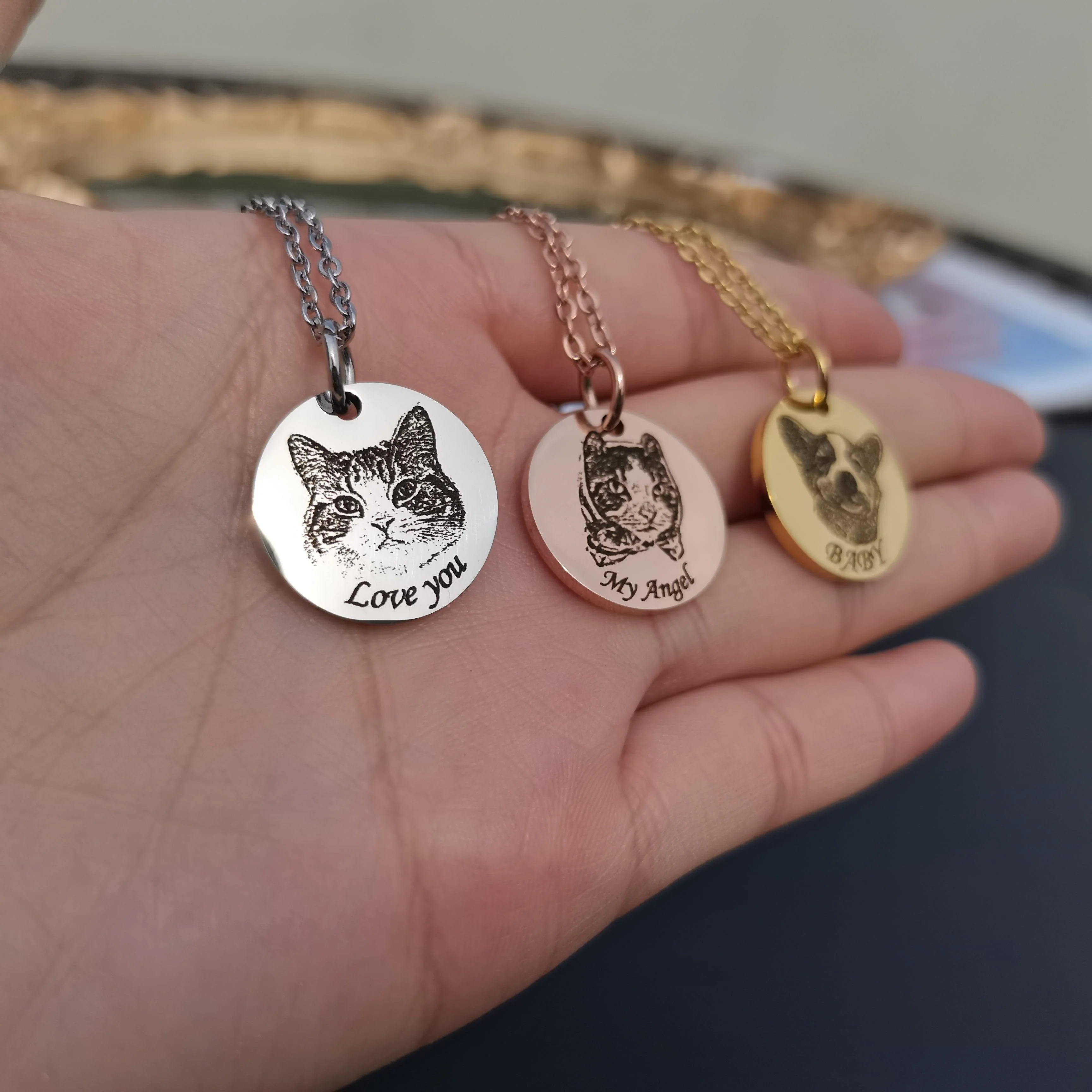 Custom Photo Engraved Pet Necklace Circle - Image 20