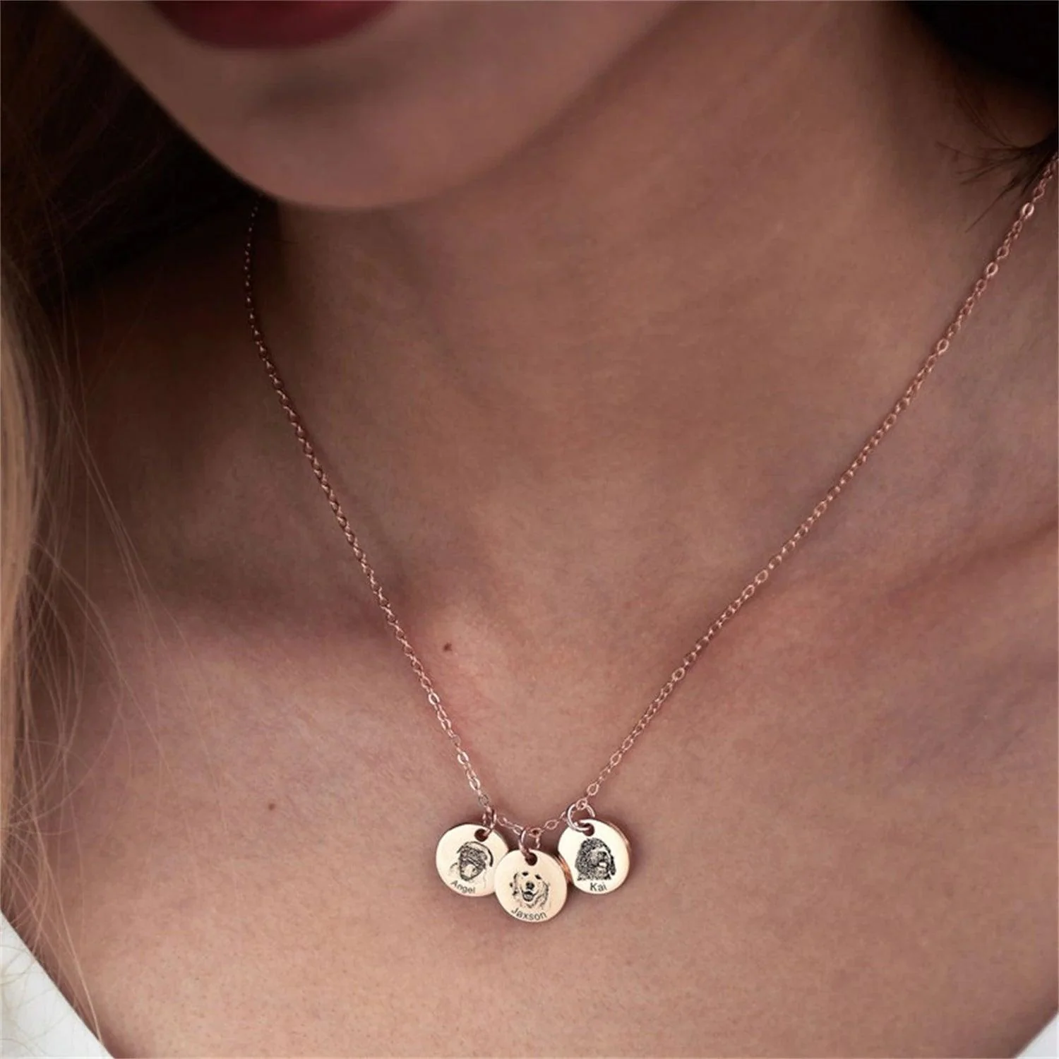 Custom Photo Engraved Pet Necklace Circle - Image 3