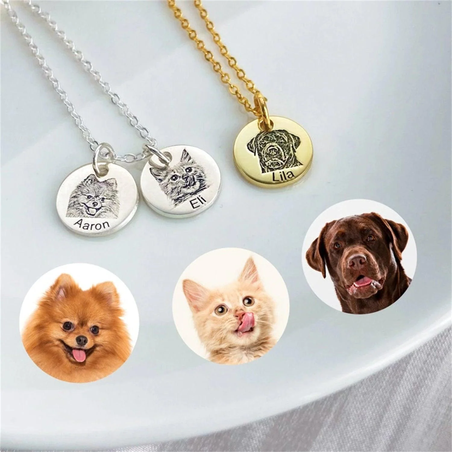 Custom Photo Engraved Pet Necklace Circle - Image 4