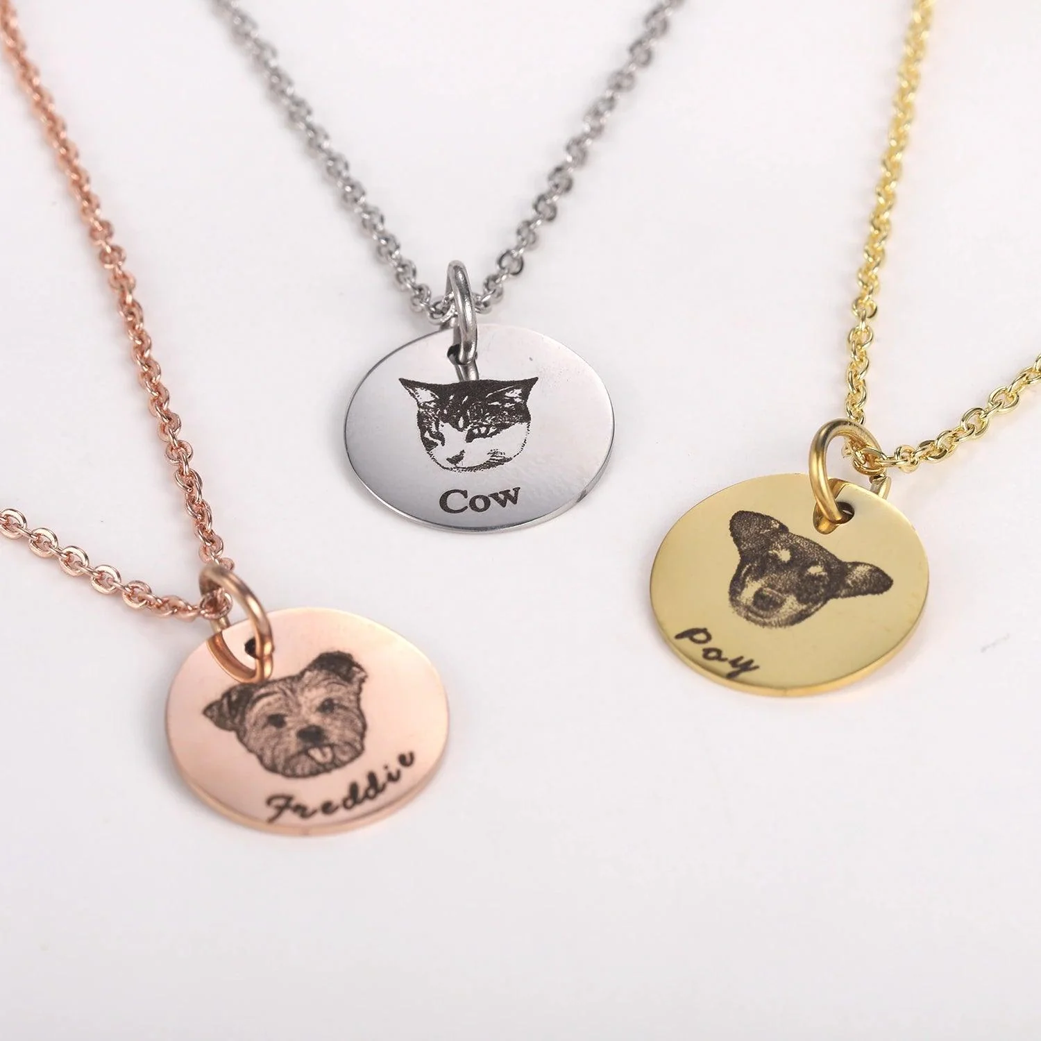 Custom Photo Engraved Pet Necklace Circle - Image 6