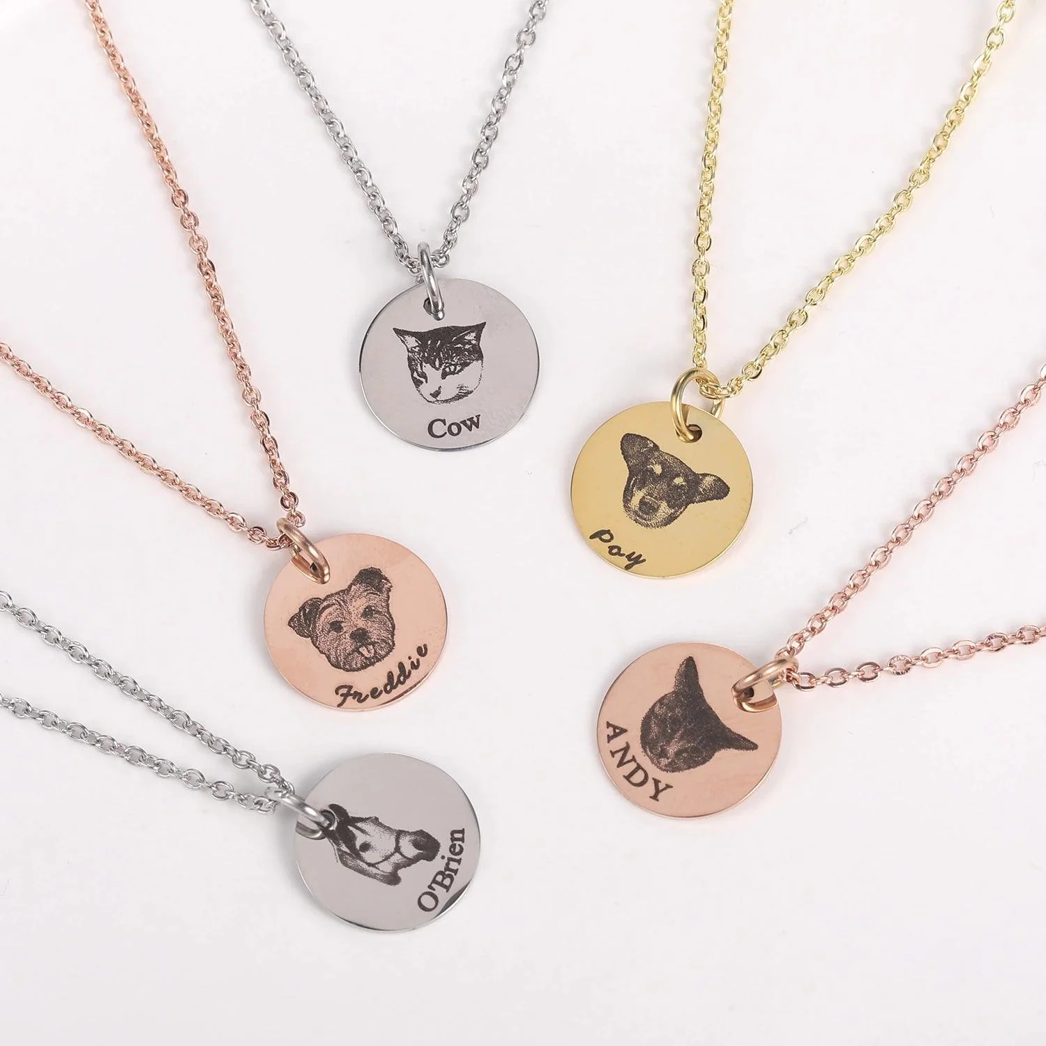 Custom Photo Engraved Pet Necklace Circle - Image 7