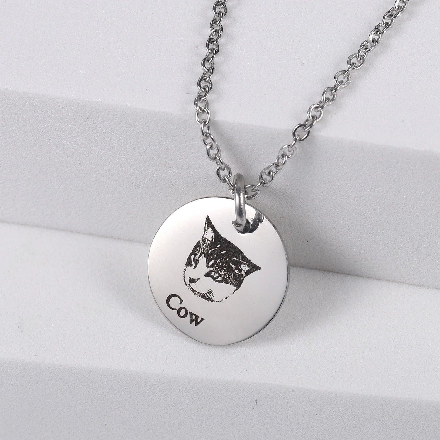 Custom Photo Engraved Pet Necklace Circle - Image 8
