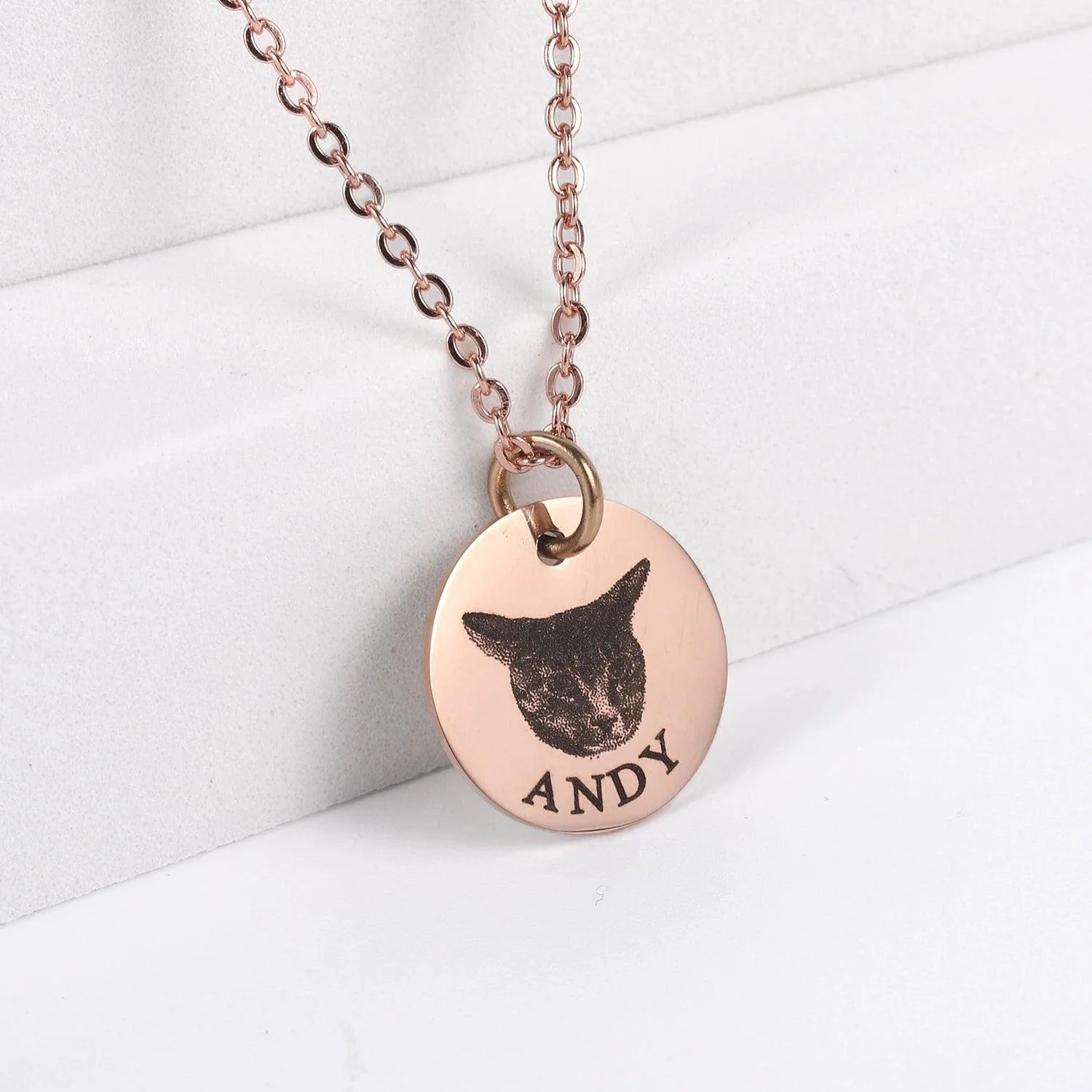Custom Photo Engraved Pet Necklace Circle - Image 9