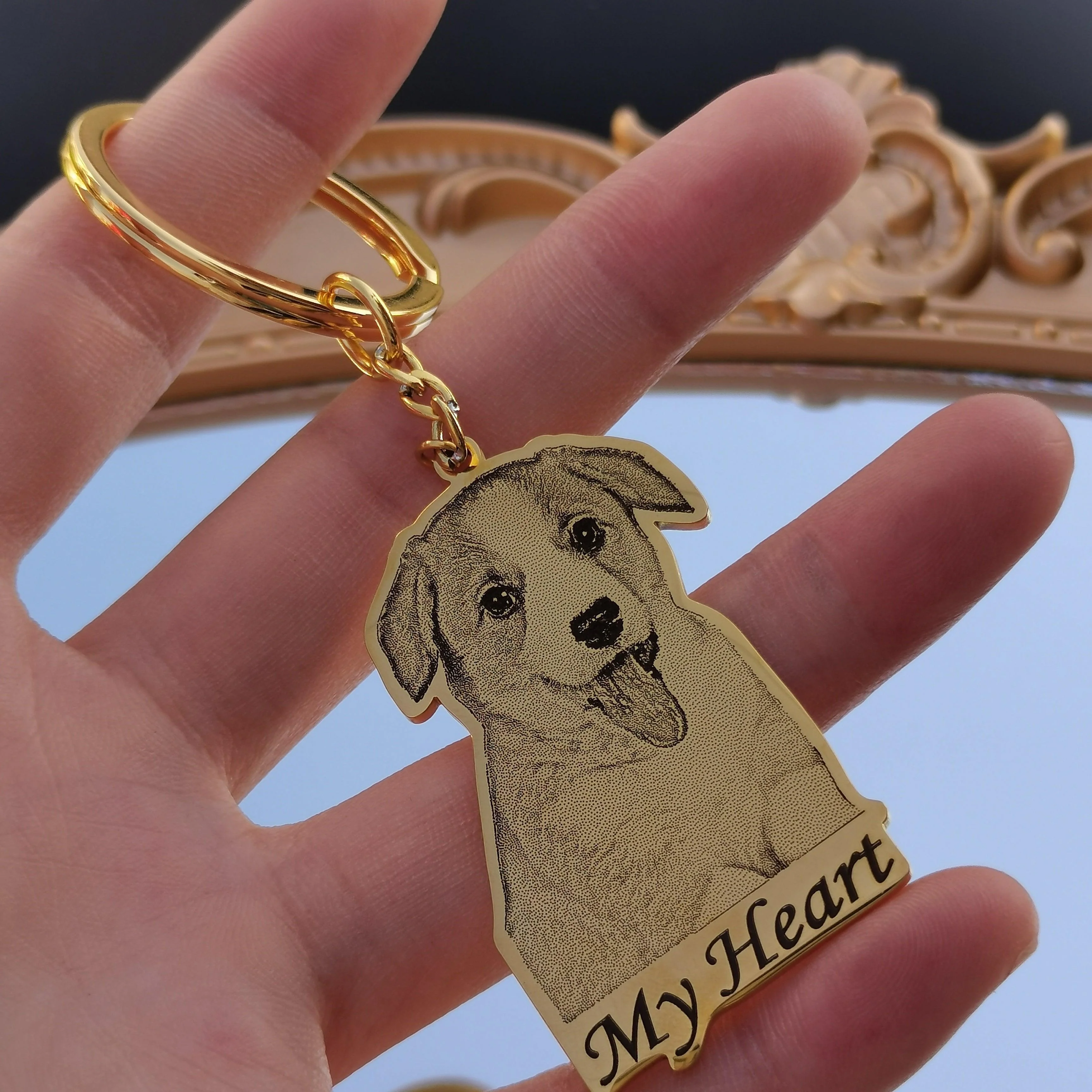 Custom Photo Engraved Pet Keychain - Image 12