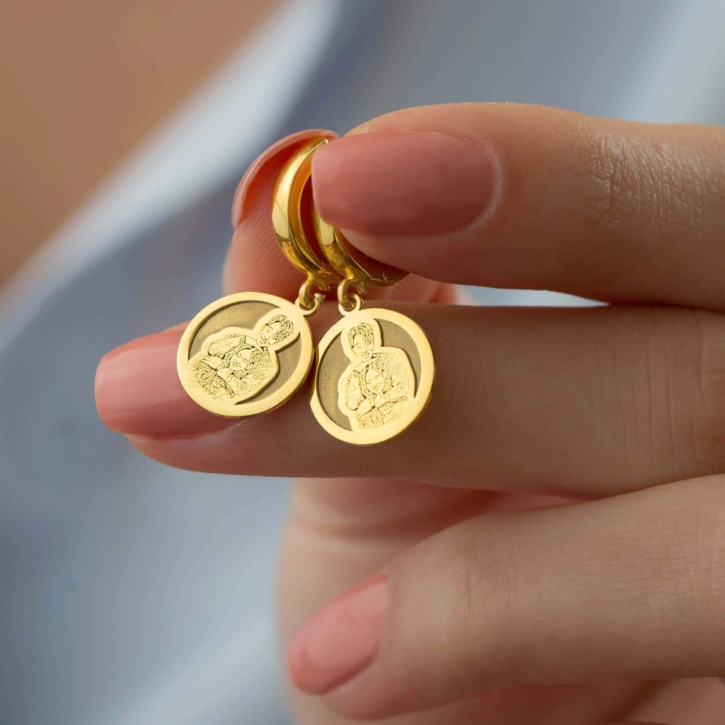 Photo Engraved Dangle Earrings - Image 4