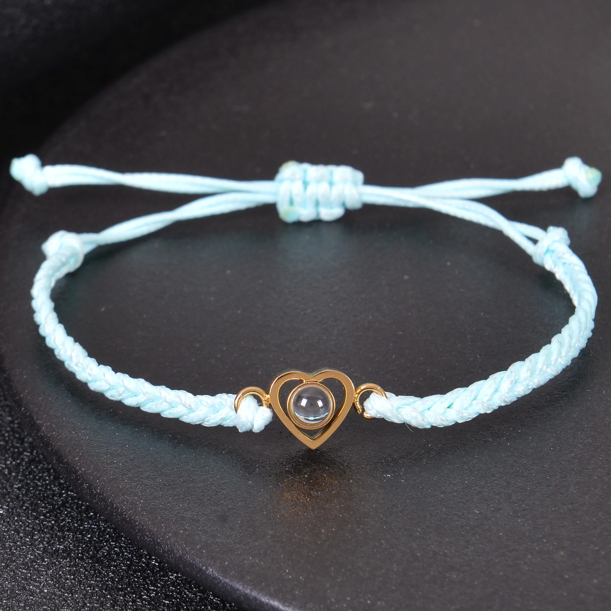 Photo Projection Heart Bracelet with Fabric Link - Image 3