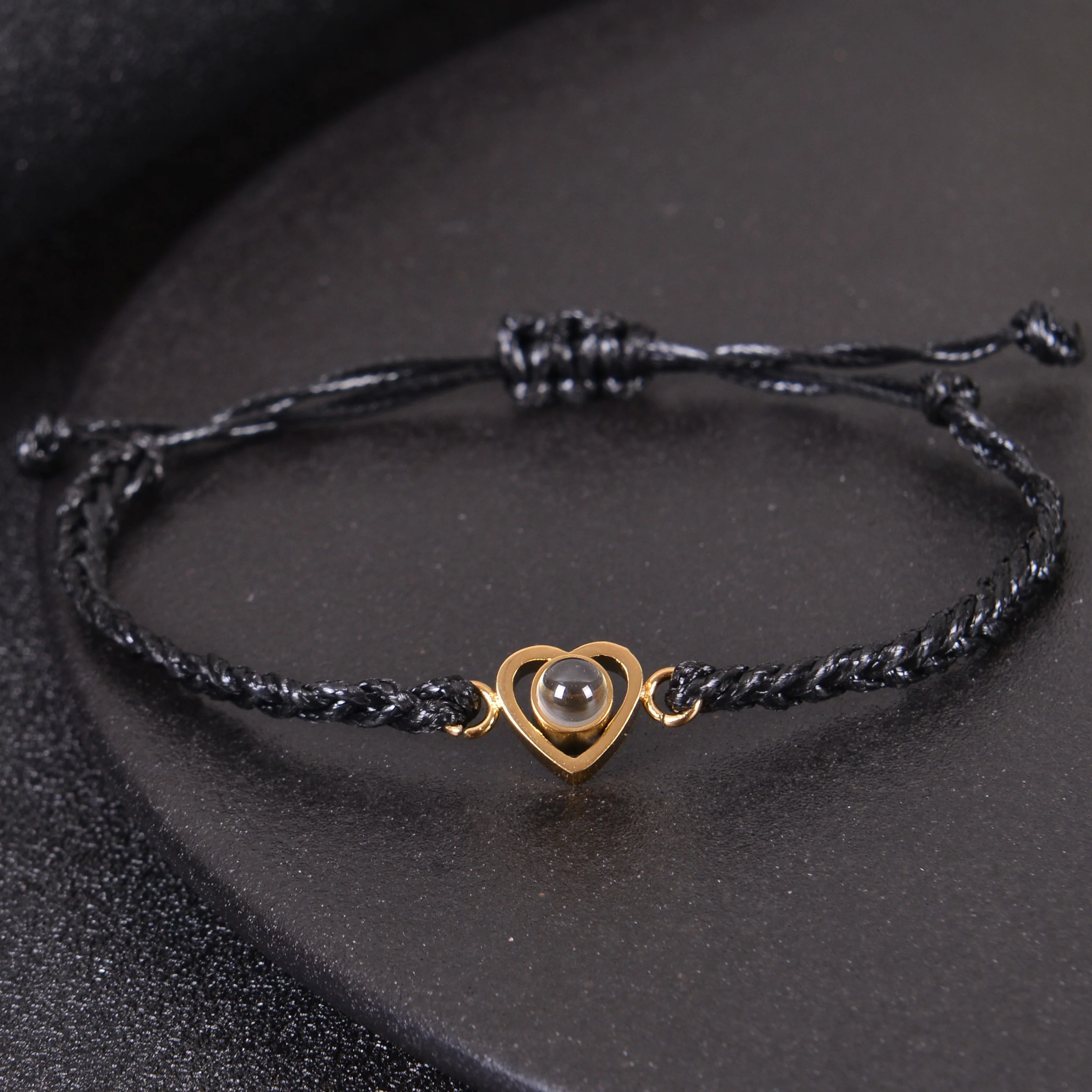 Photo Projection Heart Bracelet with Fabric Link - Image 4