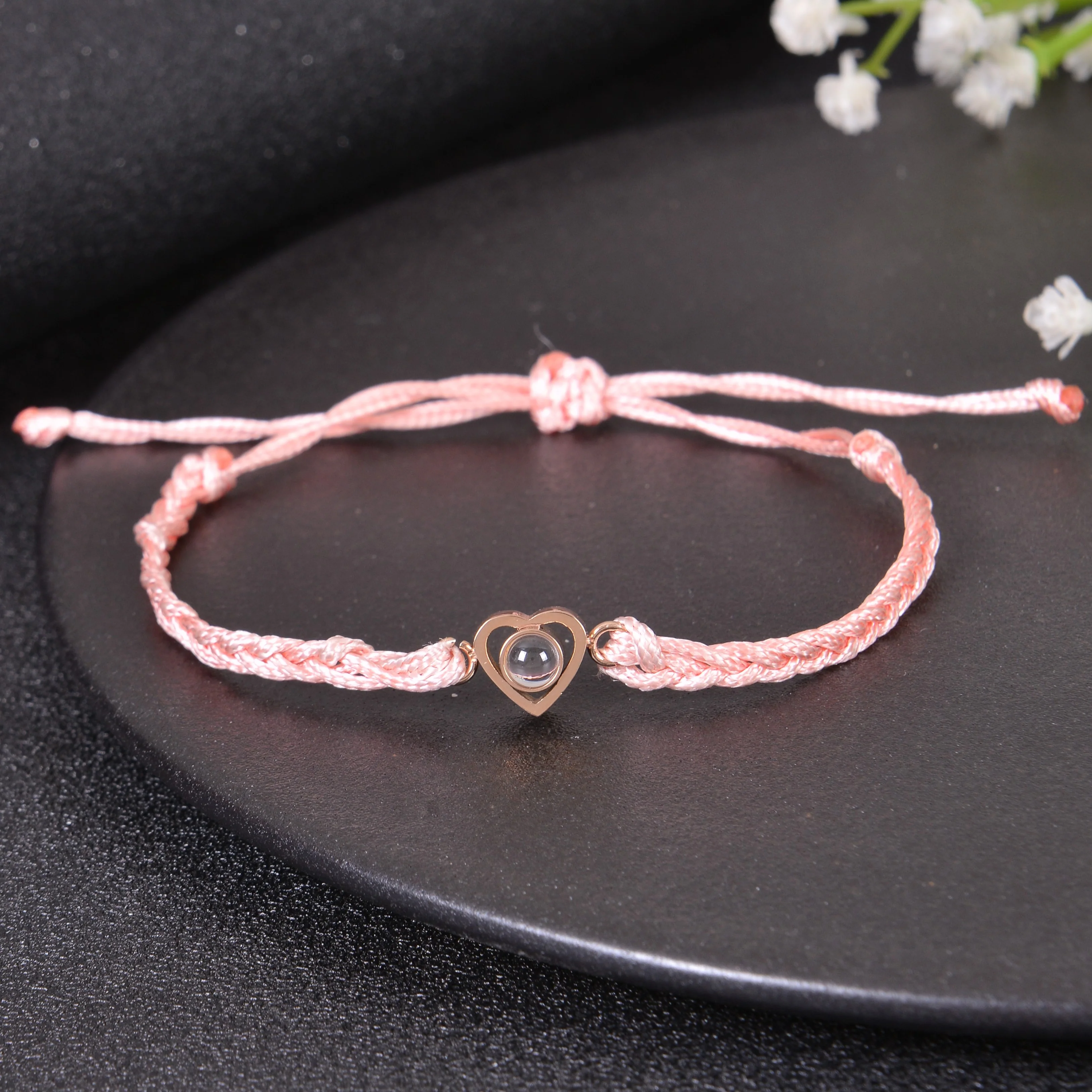 Photo Projection Heart Bracelet with Fabric Link - Image 5