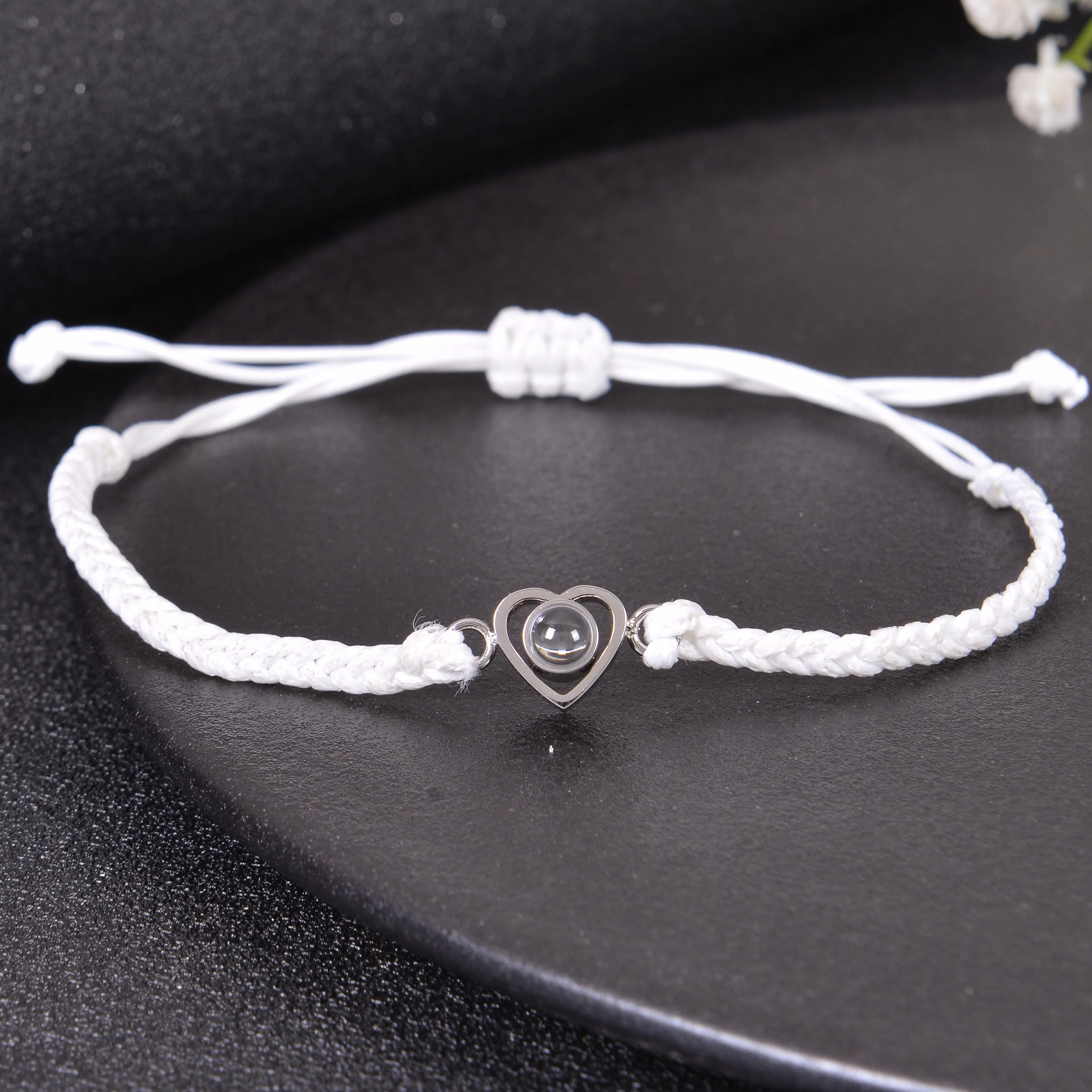 Photo Projection Heart Bracelet with Fabric Link - Image 6
