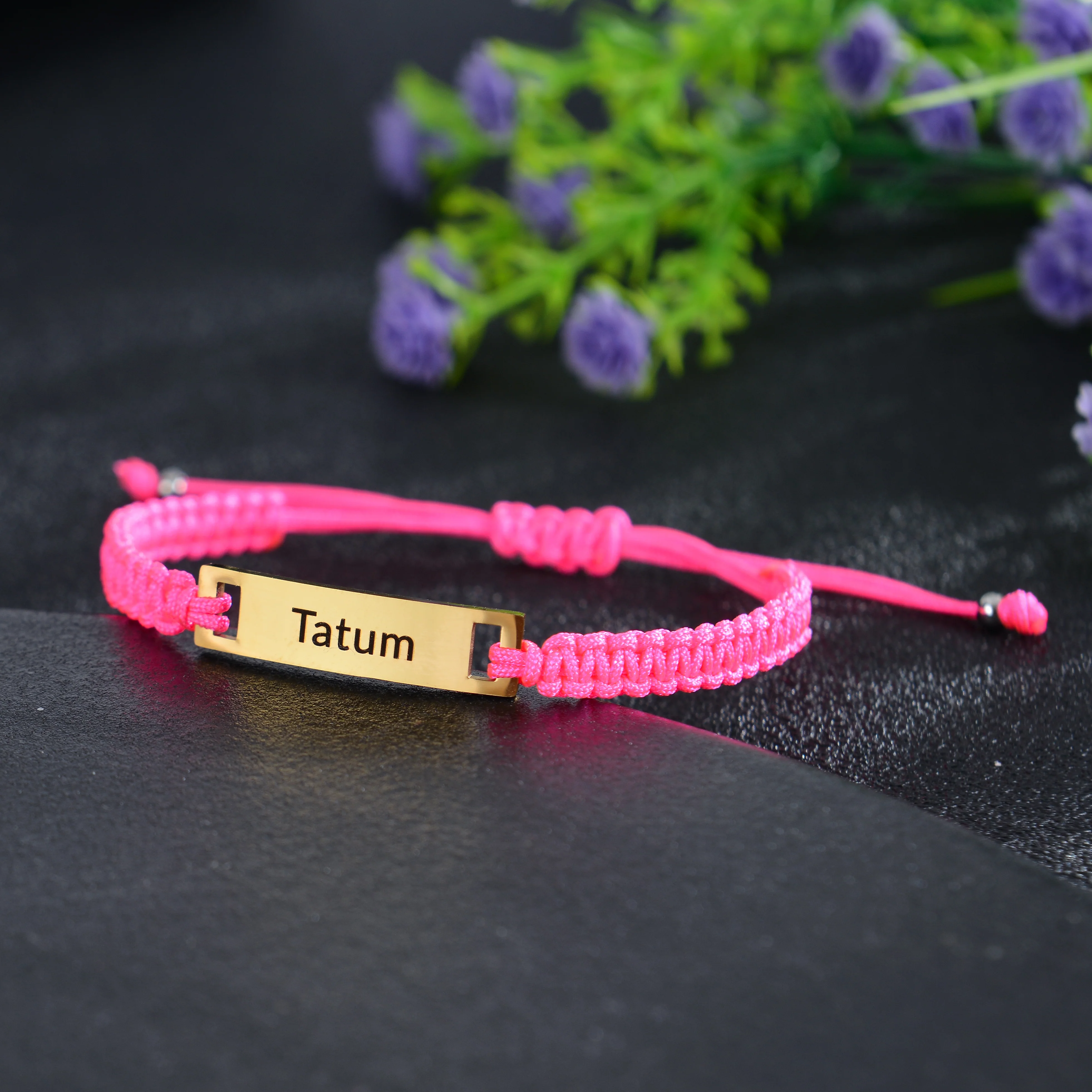 Unisex Personalized Nameplate Rope Bracelet - Image 2