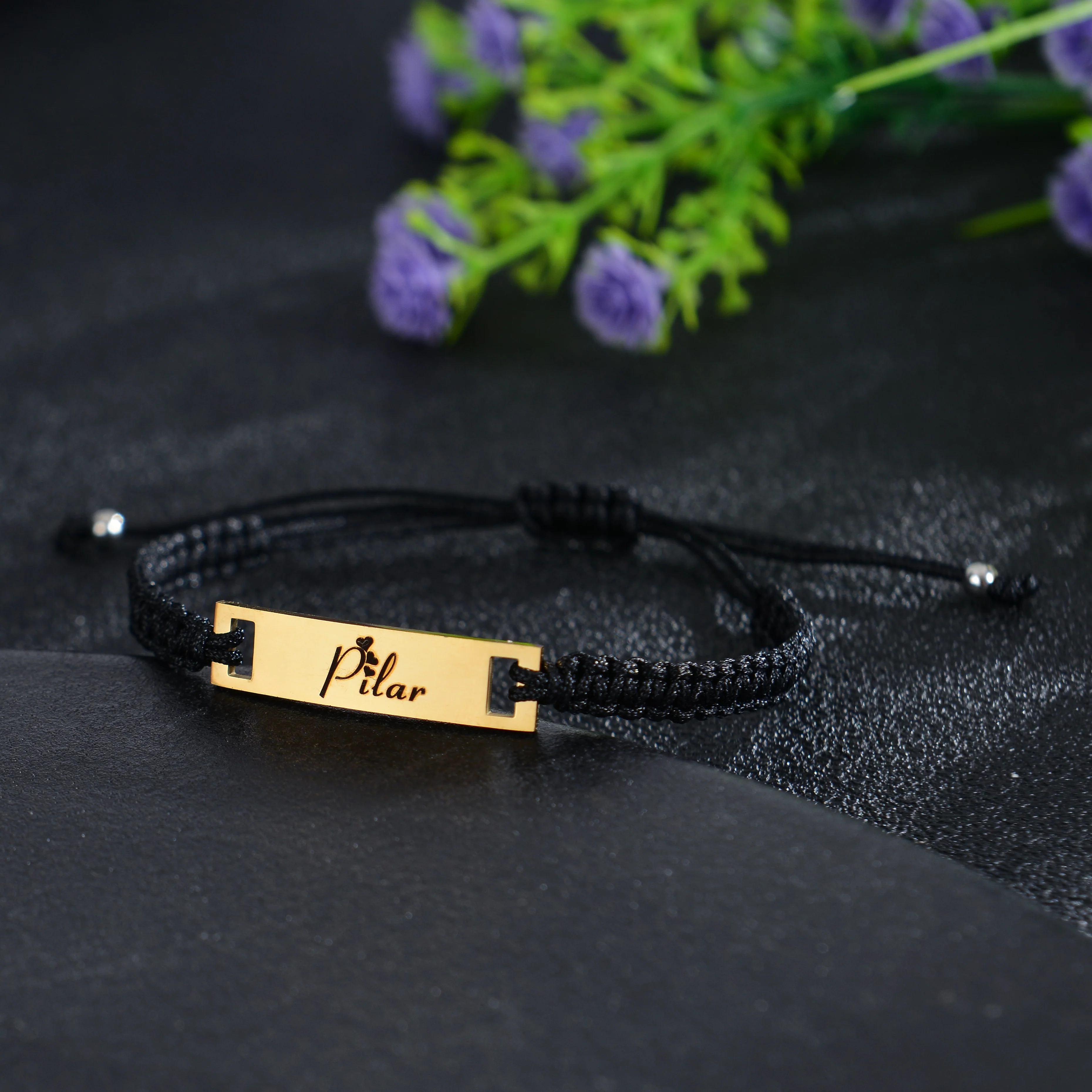 Unisex Personalized Nameplate Rope Bracelet - Image 3