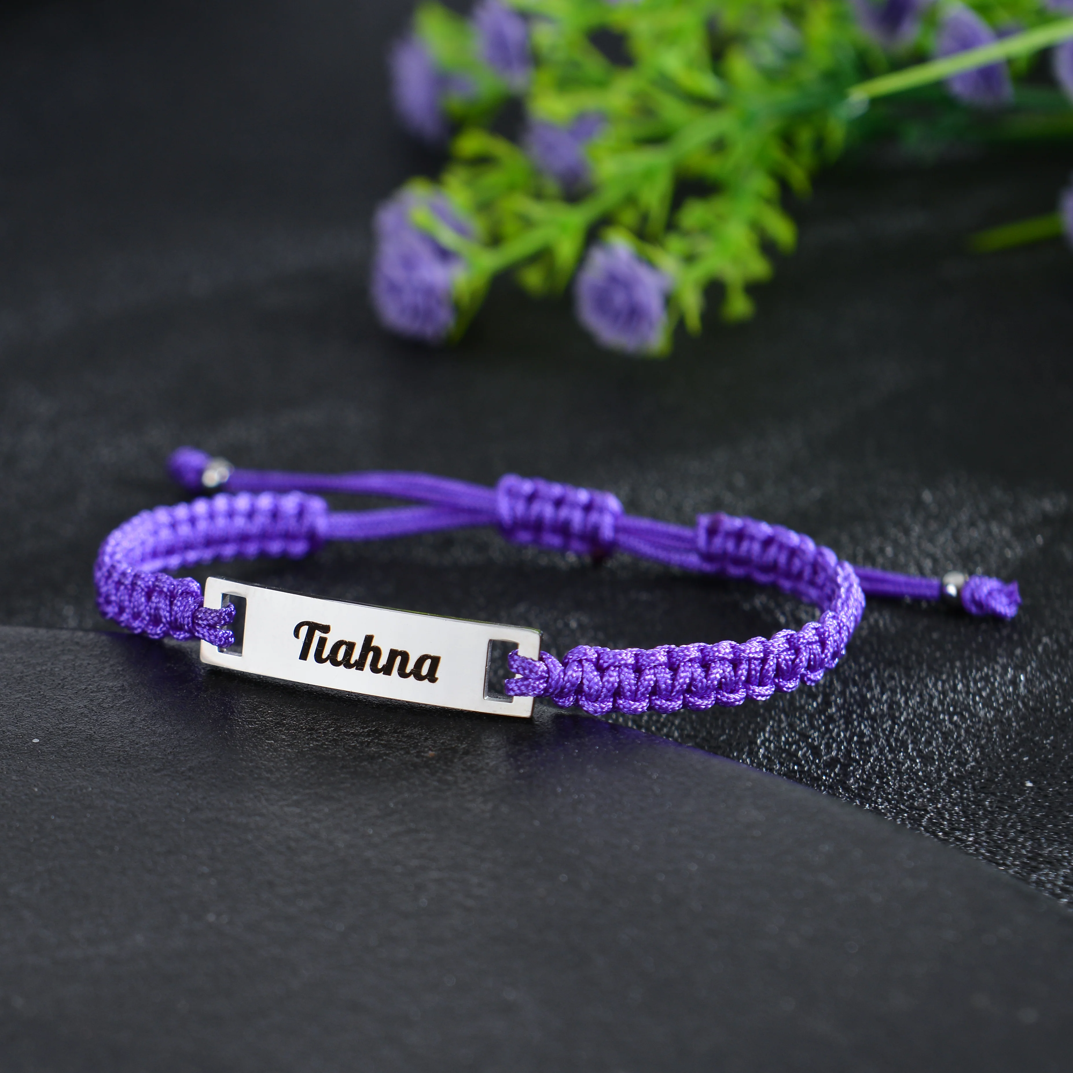 Unisex Personalized Nameplate Rope Bracelet - Image 5