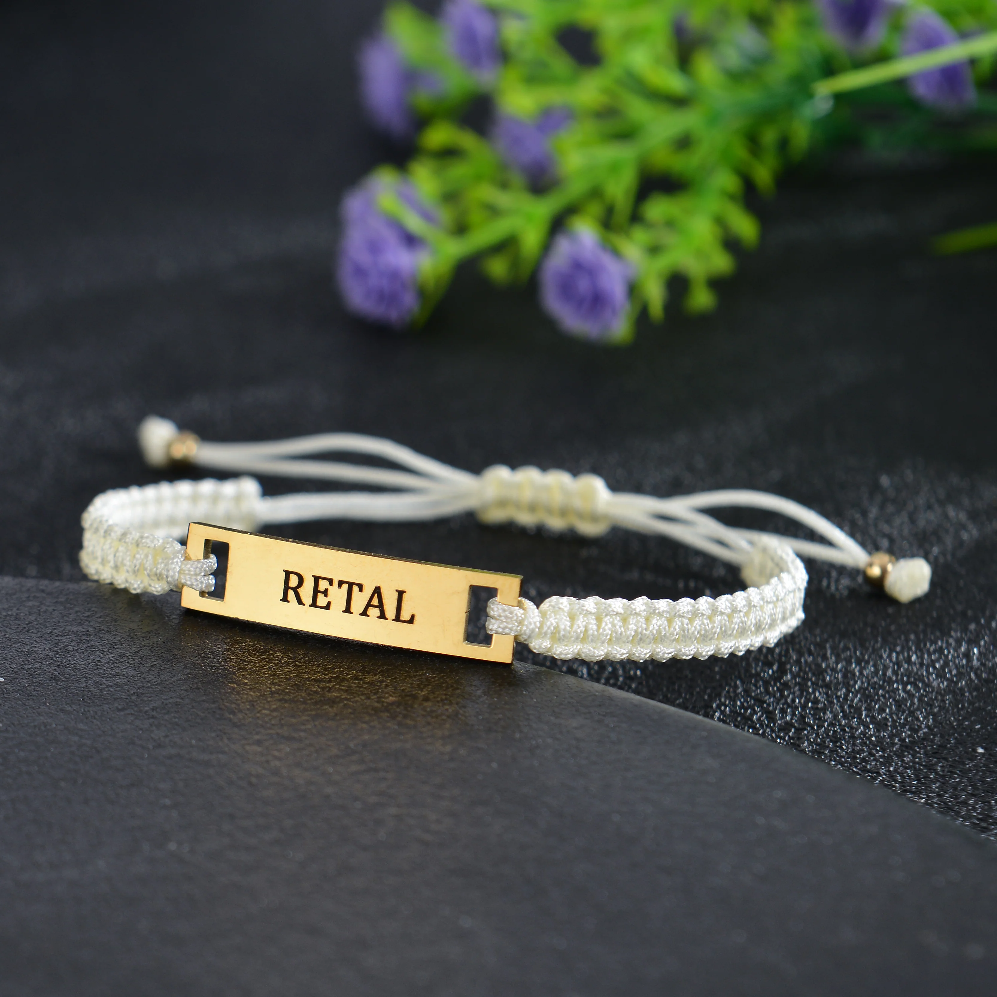 Unisex Personalized Nameplate Rope Bracelet - Image 6