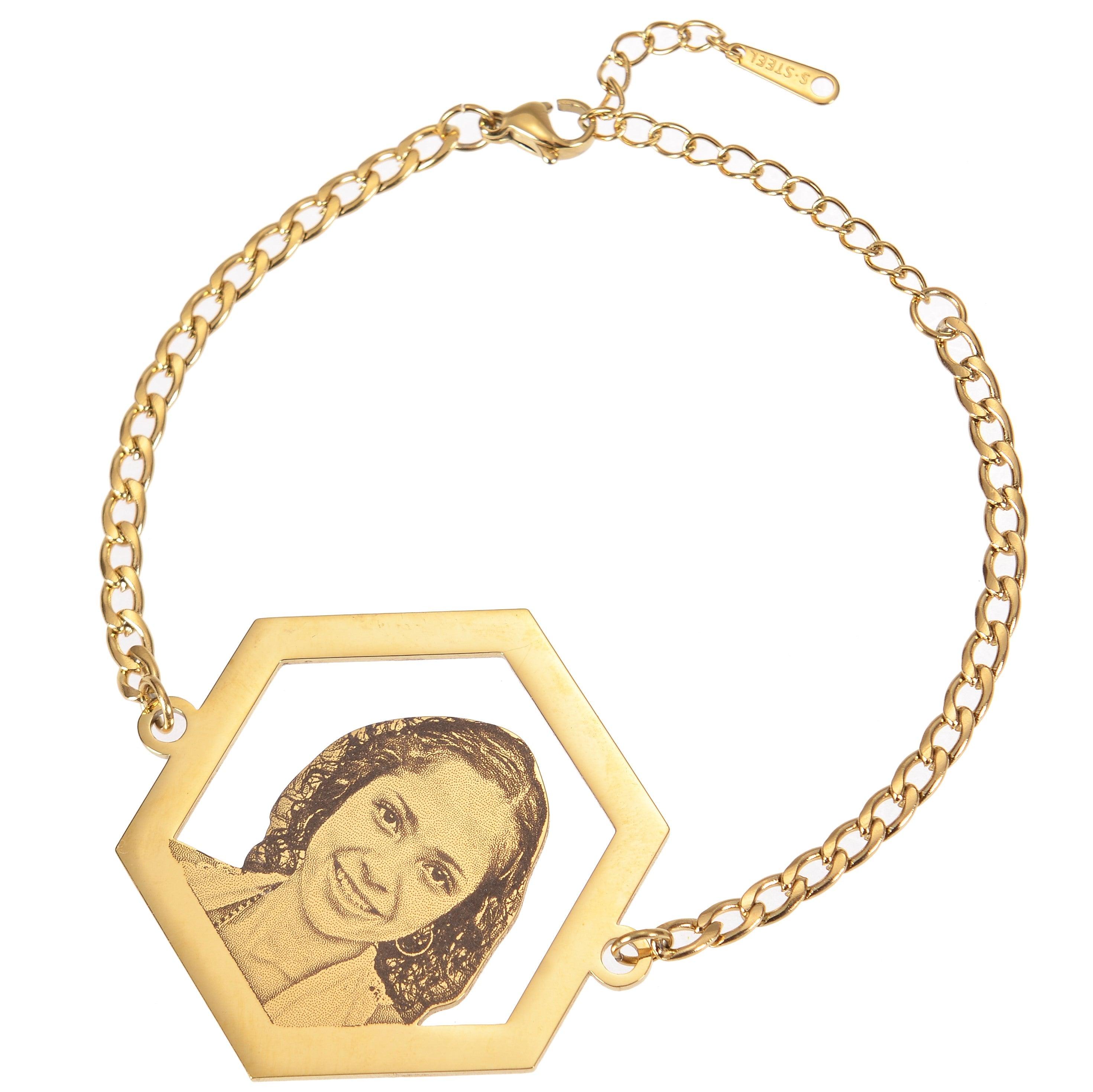 Unisex Photo Bracelets Hexagon Chain Link - Image 3