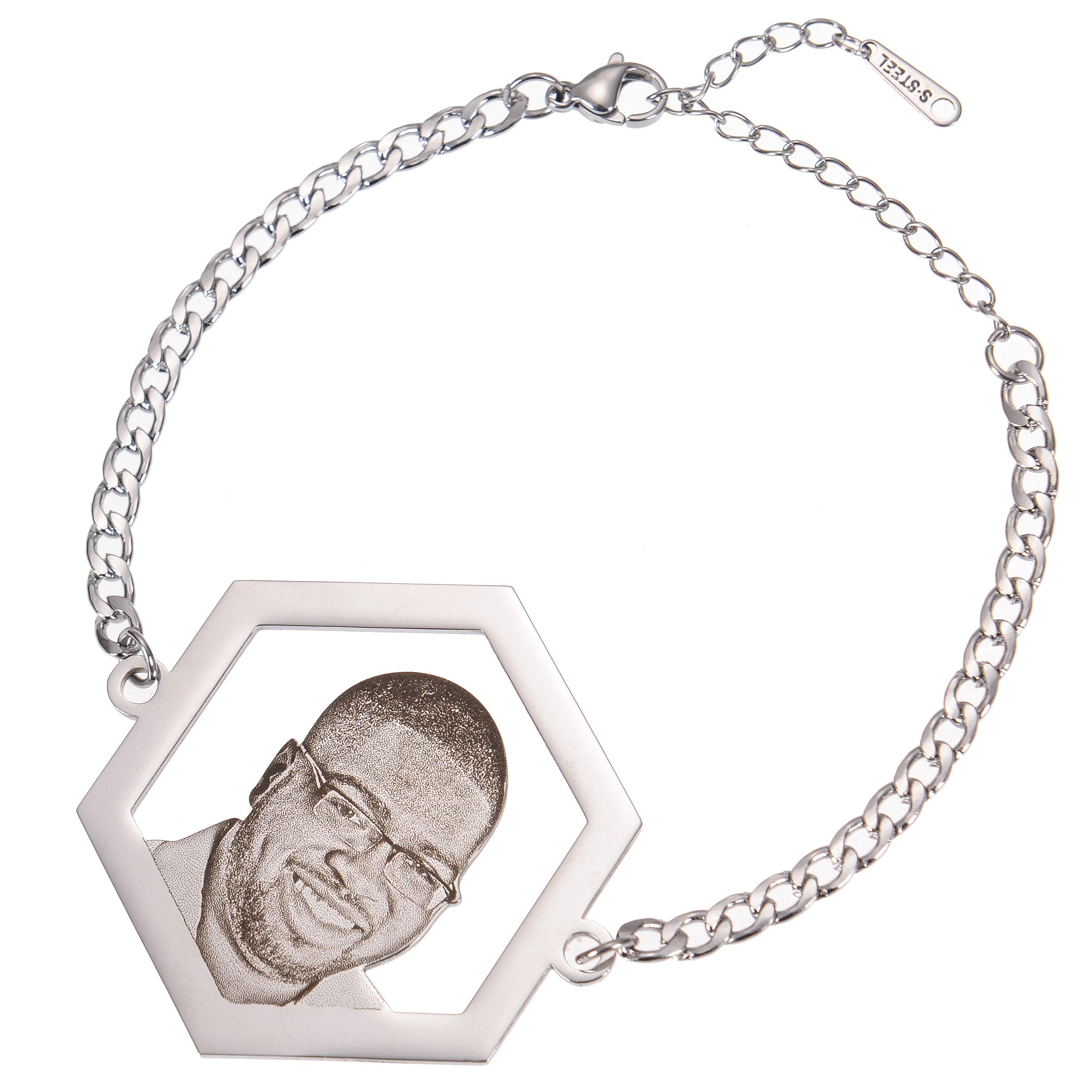 Unisex Photo Bracelets Hexagon Chain Link - Image 5