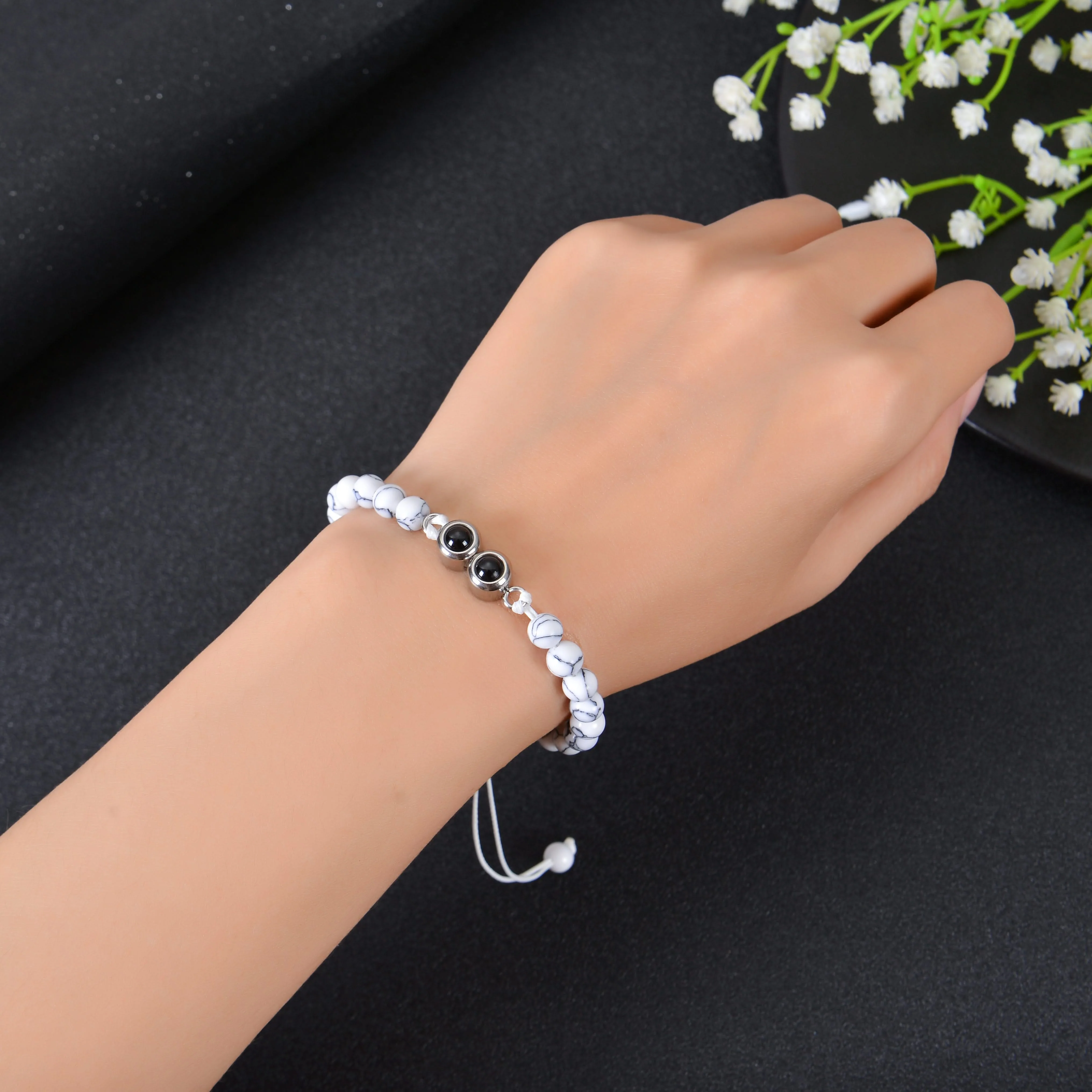 Unisex Photo Projection Bead Bracelets with Two Pictures - Image 7